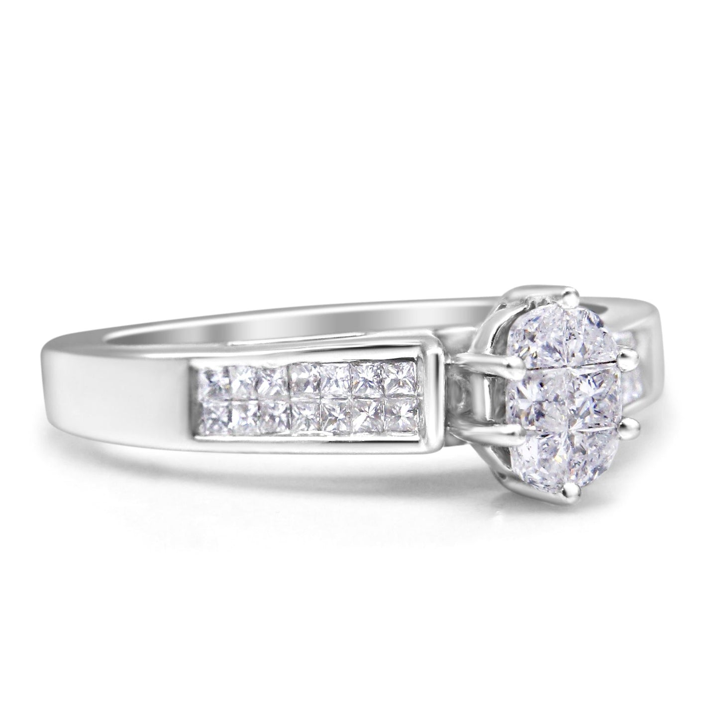 14K White Gold 5/8 Cttw Pie Cut Diamond Oval Shape Solitaire Ring (H-I Color, VS1-VS2 Clarity)