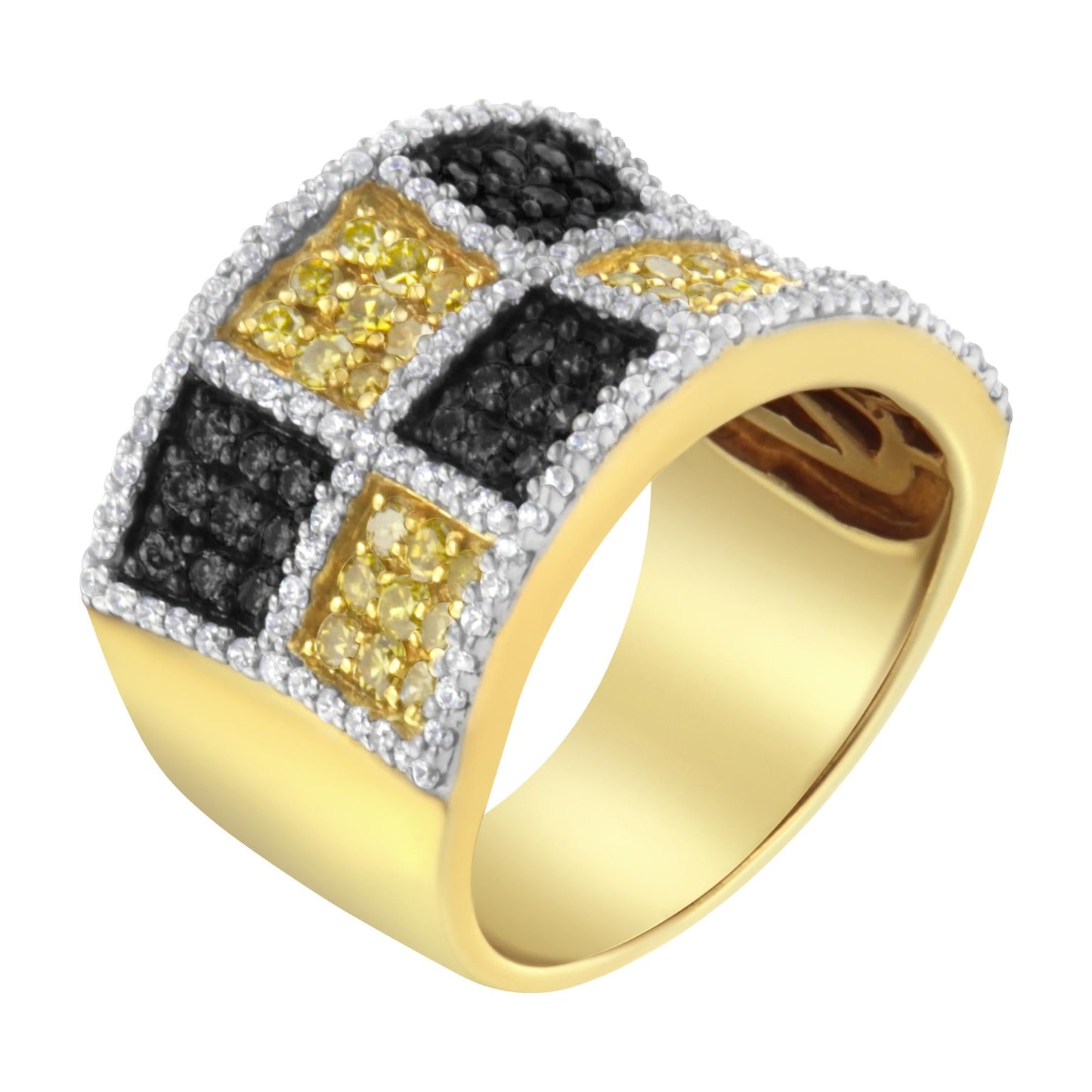 14KT Yellow Gold Champagne, Yellow and Round Diamond Band Ring (1 1/2 cttw, H-I Color, I1-I2 Clarity)