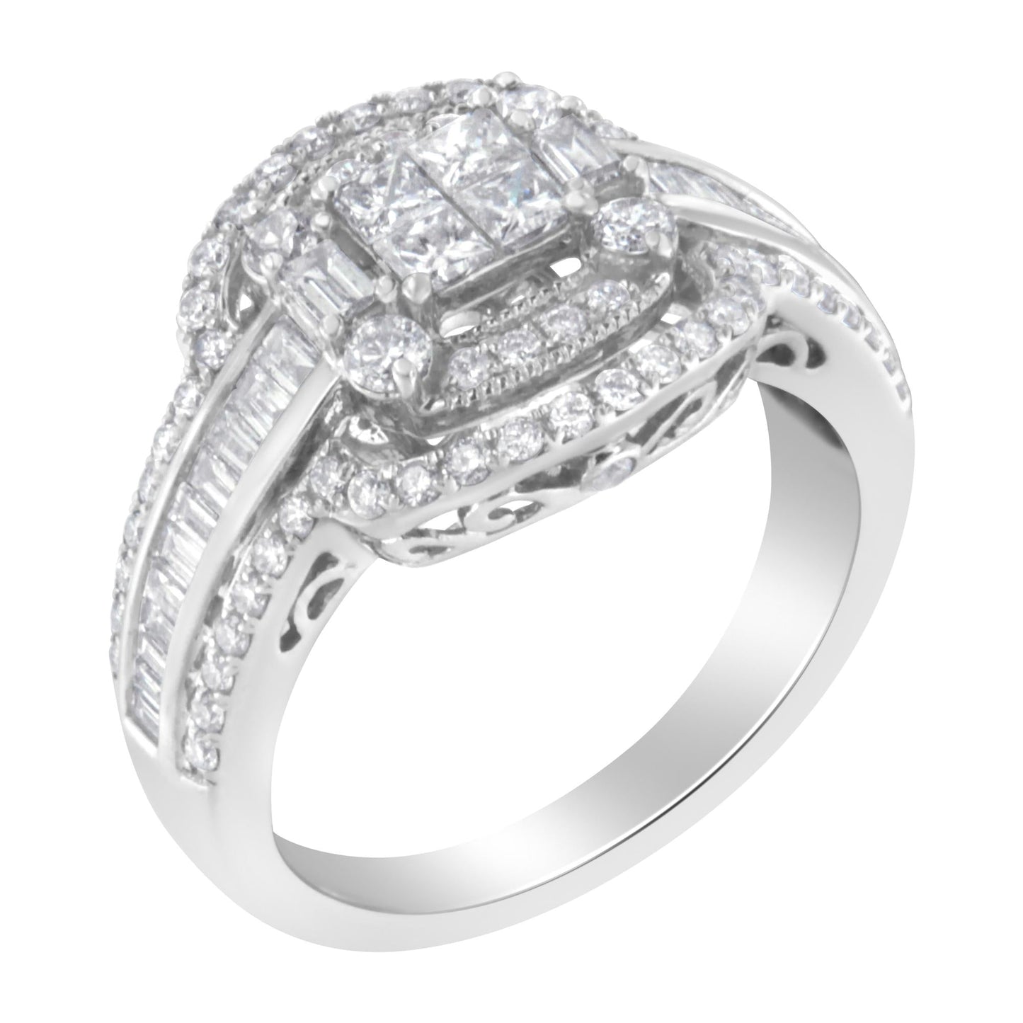 14KT White Gold Diamond Cocktail Ring (1 1/4 cttw, H-I Color, SI2-I1 Clarity)