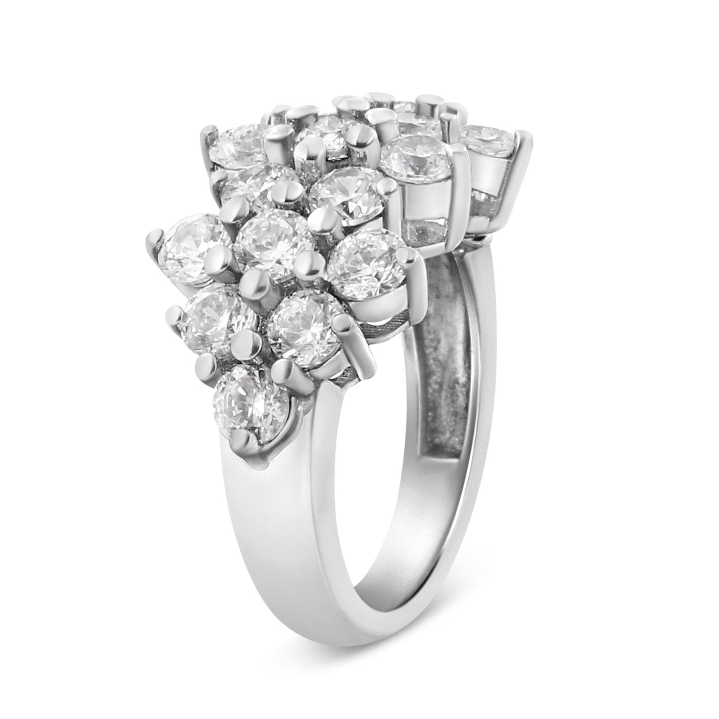 14K White Gold 4.0 Cttw Diamond Multi Row Scatter Band Ring (I-J Color, I1-I2 Clarity)