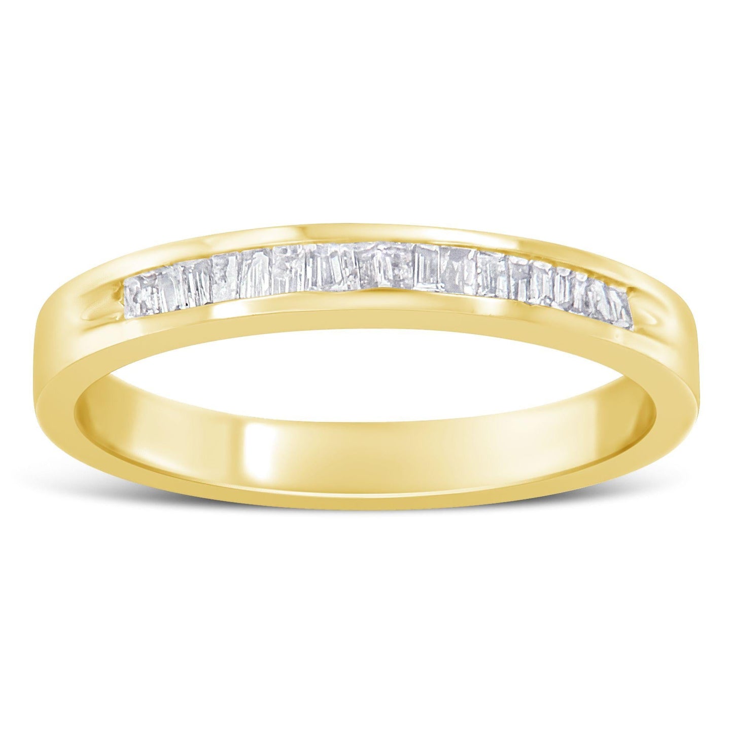 10K Yellow Gold over .925 Sterling Silver 1/5 Cttw Diamond Channel-Set Stackable Band Ring (H-I Color, I1-I2 Clarity)