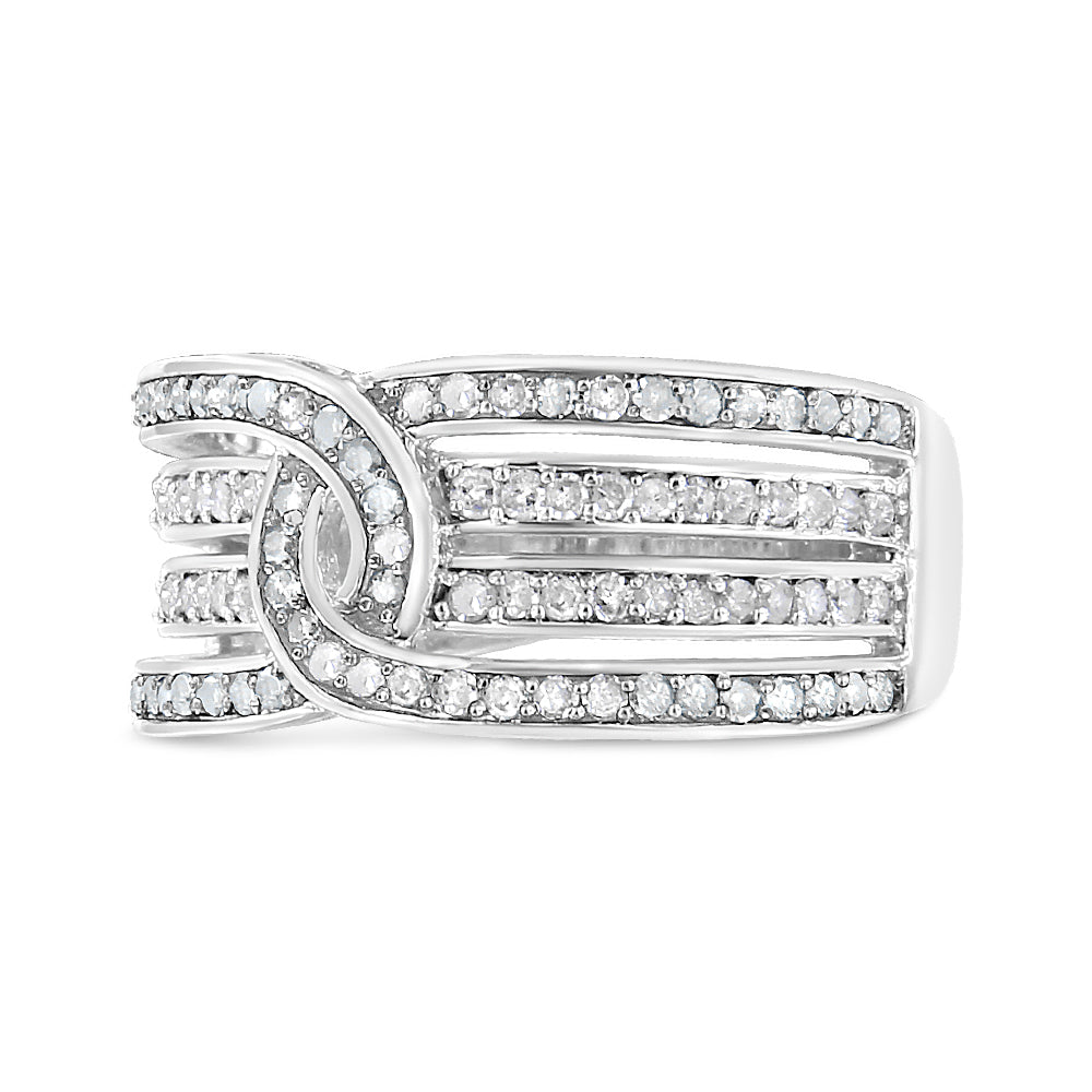 .925 Sterling Silver 1/2 Cttw Diamond Multi-Row Bypass Band Ring (I-J Color, I3 Clarity)