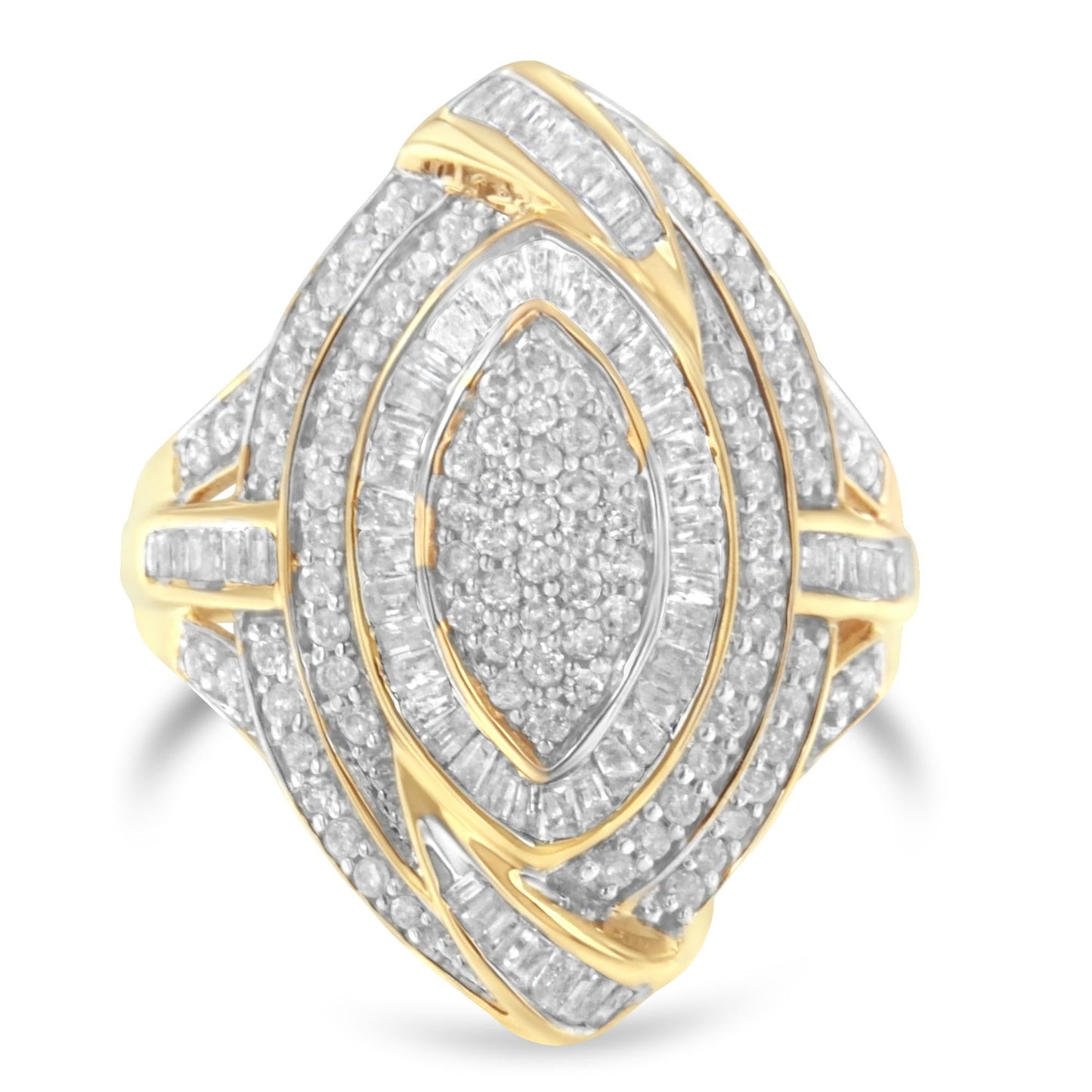 10K Yellow Gold Diamond Cocktail Ring (1 cttw, I-J Color, I2-I3 Clarity)