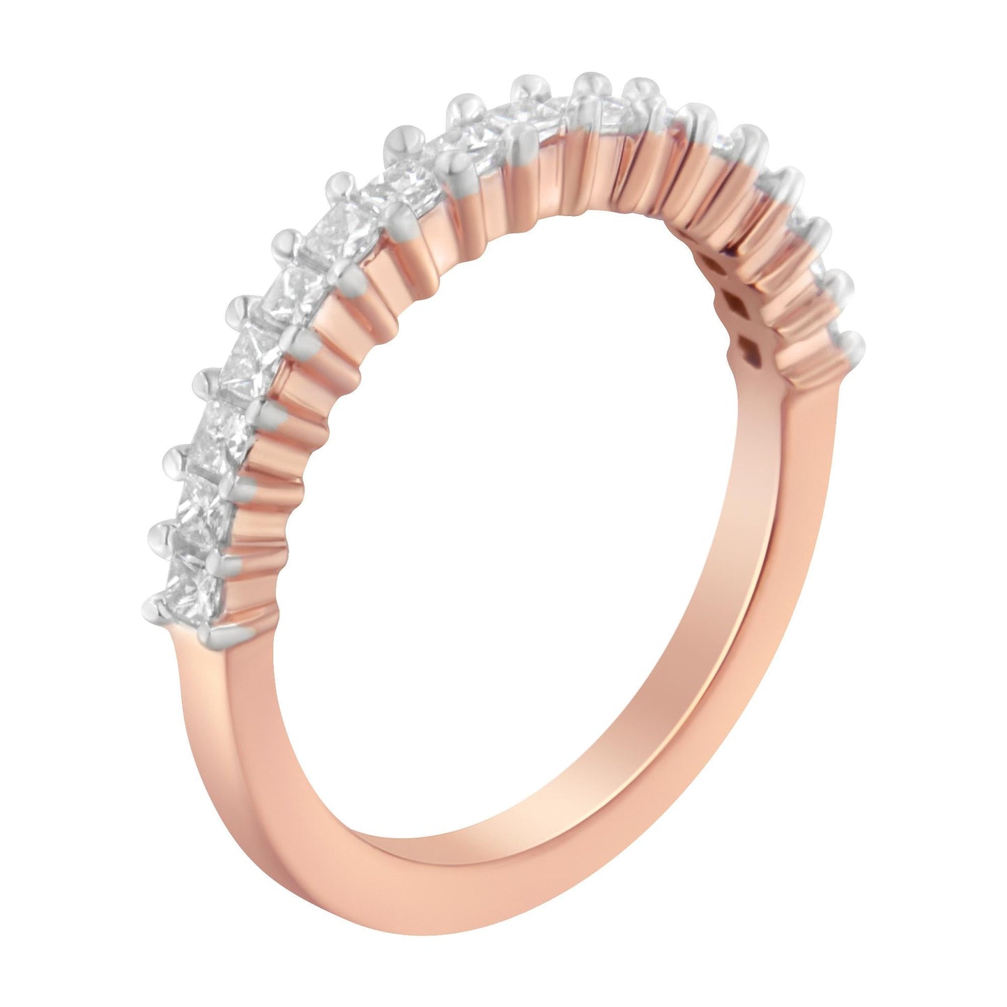 10K Rose Gold Flashed .925 Sterling Silver Diamond Band Ring (1/2 Cttw, J-K Color, I1-I2 Clarity)