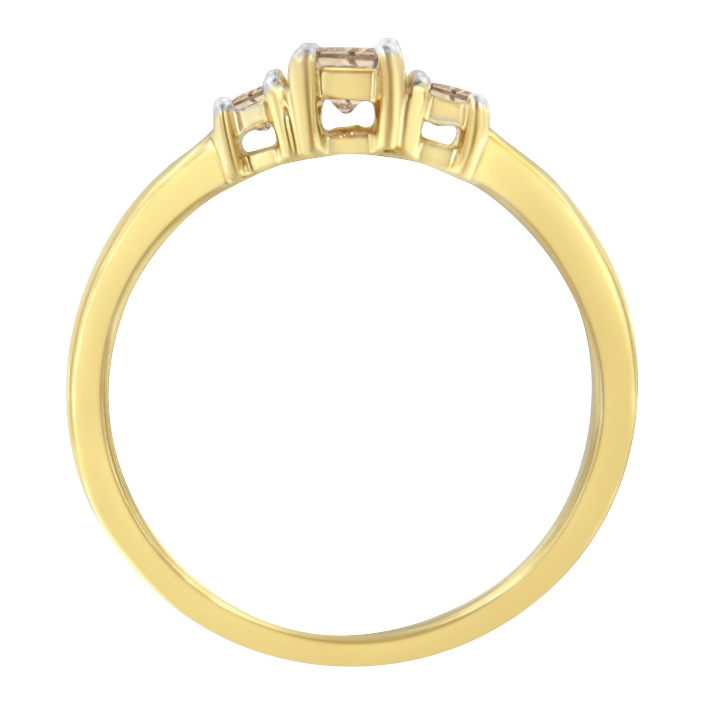 10K Yellow Gold 1/4 cttw 4-Prong Princess-Cut Diamond 3 Stone Ring Band (L-M Color, I1-I2 Clarity)