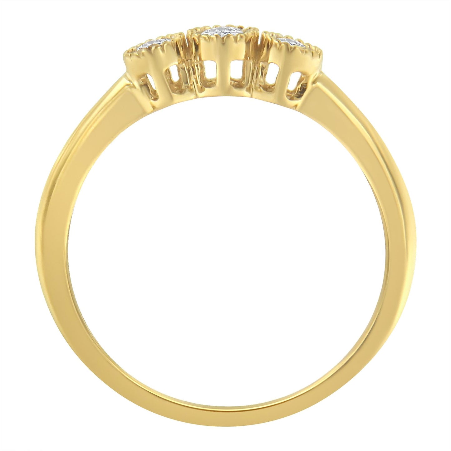 10K Yellow Gold Plated .925 Sterling Silver 3 Stone Diamond Ring (1/4 Cttw, J-K Color, I2-I3 Clarity)