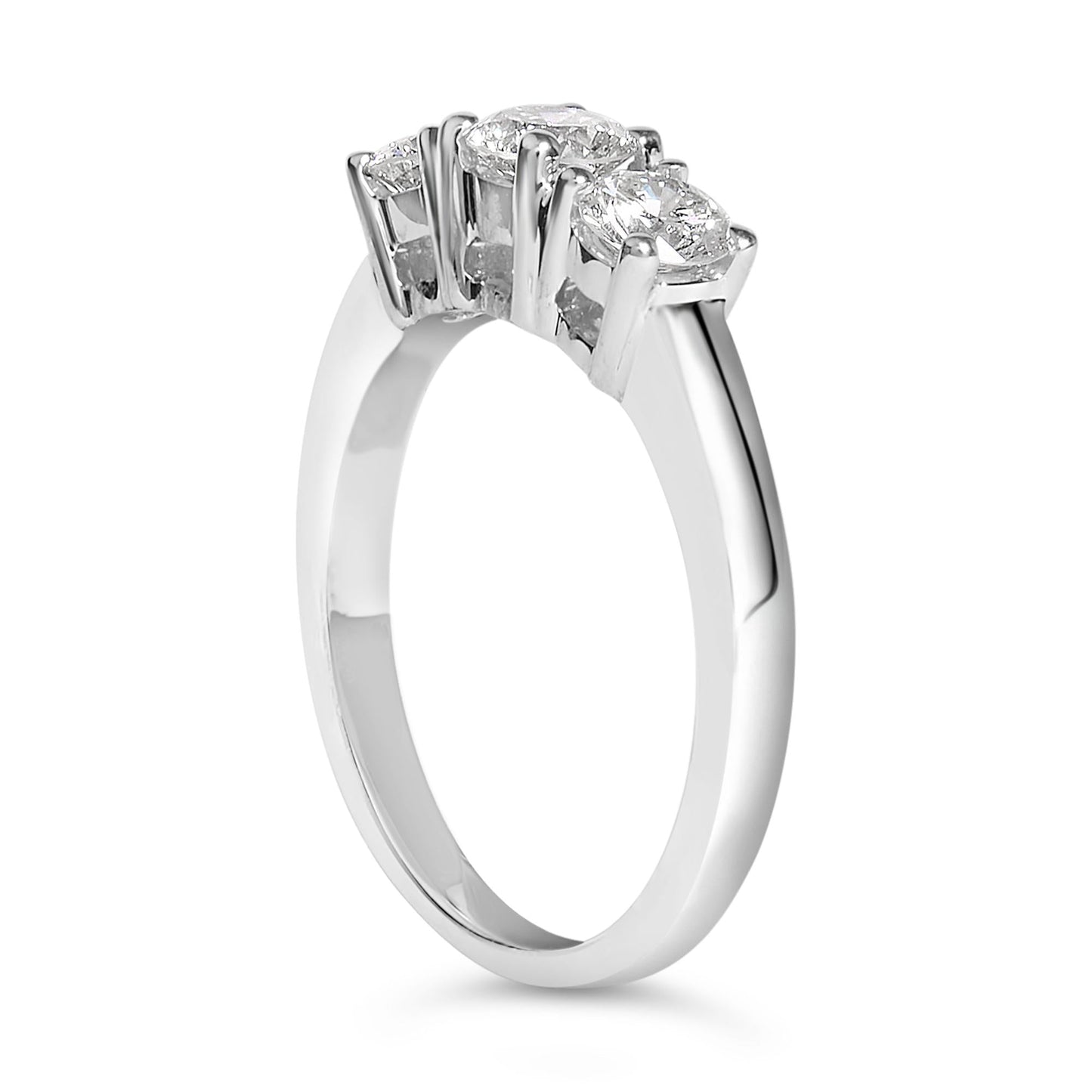 14K White Gold 1.0 Cttw Round Lab Grown Diamond 3 Stone Ring (F-G Color, VS1-VS2 Clarity)