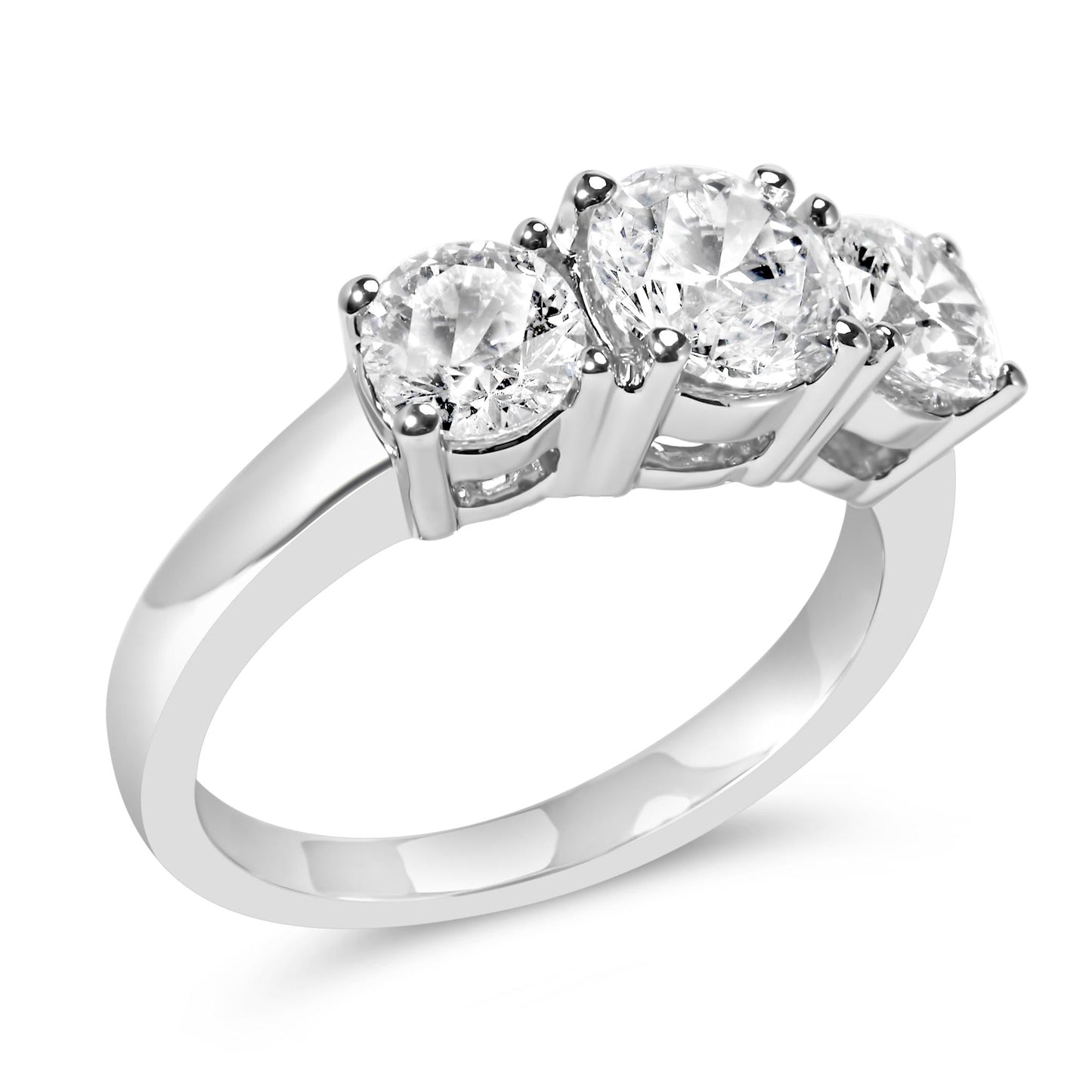 14K White Gold 2.00 Cttw Lab Grown Diamond 3 Stone Ring Band (F-G Color, VS1-VS2 Clarity)