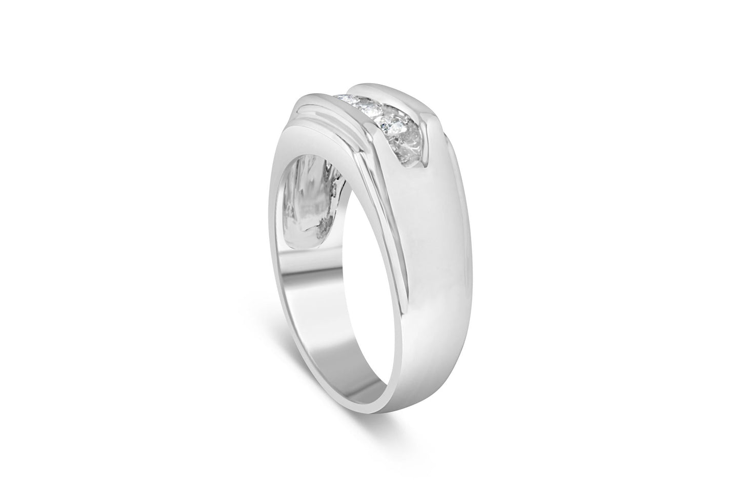 Men's .925 Sterling Silver 1/3 Cttw Diamond Channel Set 3 Stone Ring Band (I-J Color, I3 Clarity)