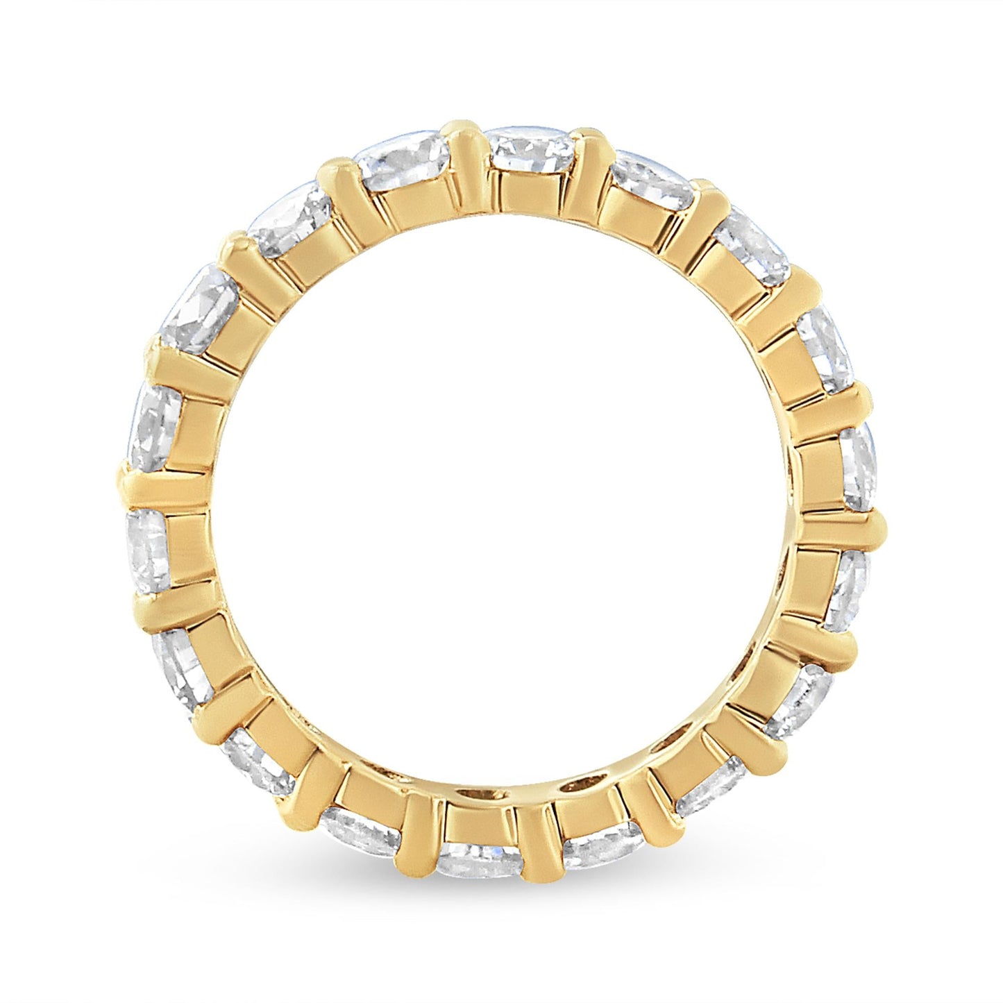 14K Yellow Gold 3.00 Cttw Shared Prong Set Round Cut Diamond Eternity Band (J-K Color, VS1-VS2 Clarity)