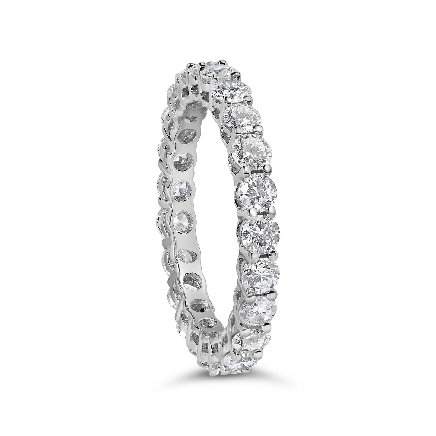 14K White Gold 2 1/4 Cttw Round Lab Grown Diamond Eternity Band Ring (F-G Color, VS1-VS2 Clarity)