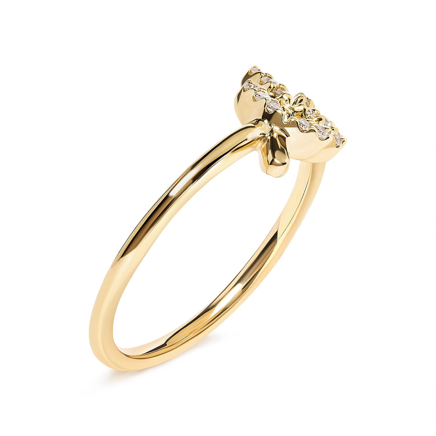 10K Yellow Gold 1/10 Cttw Diamond Leaf and Branch Ring (H-I Color, I1-I2 Clarity)