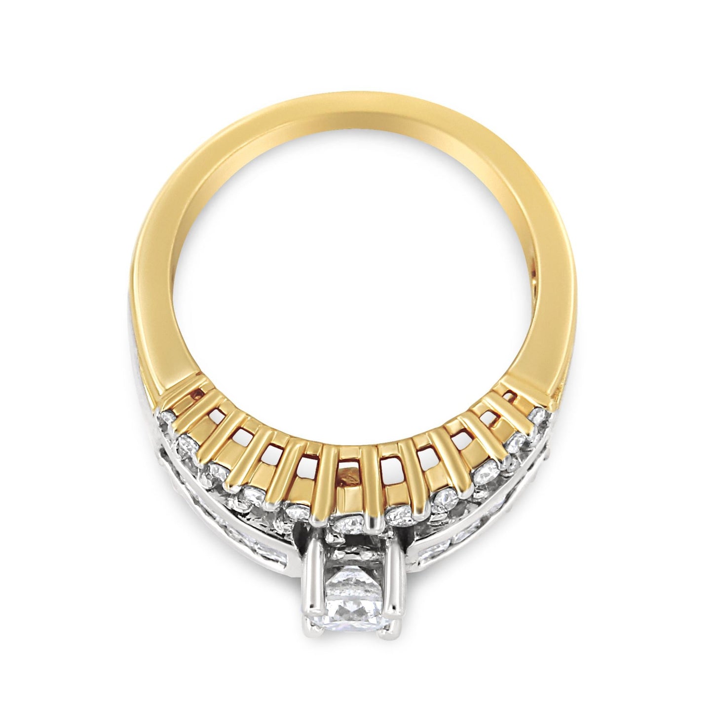 14K Yellow and White Gold 1 1/2 Cttw Round and Princess-Cut Diamond Band Ring (H-I Color, SI2-I Clarity)