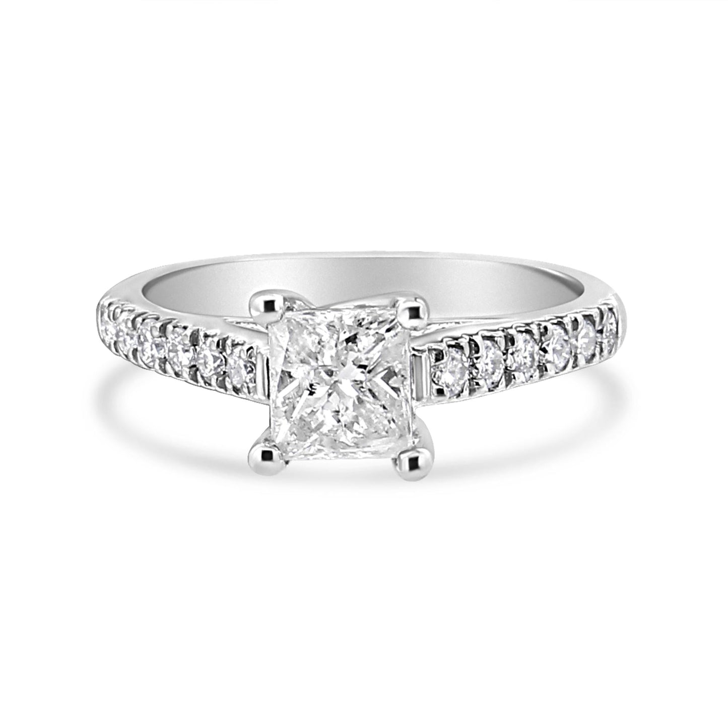 14K White Gold 1 1/5 Cttw 4-Prong Set Princess Diamond Classic Engagement Ring (I1-I2 Color, H-I Clarity) Ring