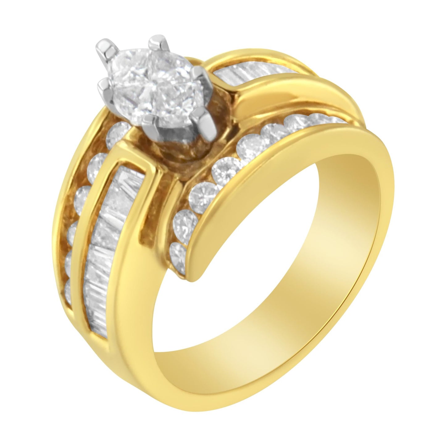 14KT Two-Toned Diamond Cocktail Ring (1 1/3 cttw, H-I Color, SI1-SI2 Clarity)