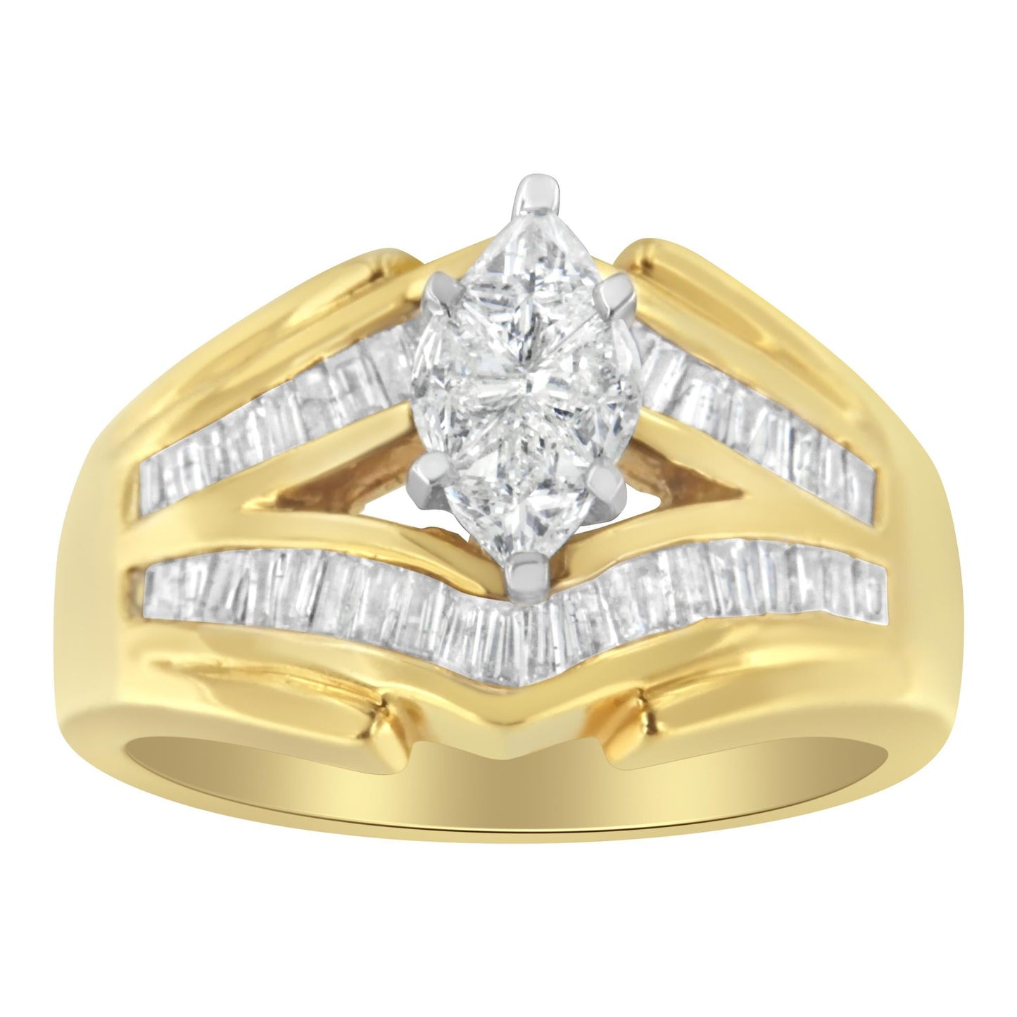 14KT Two-Toned Gold Diamond Cocktail Ring (1 cttw, H-I Color, SI1-SI2 Clarity)