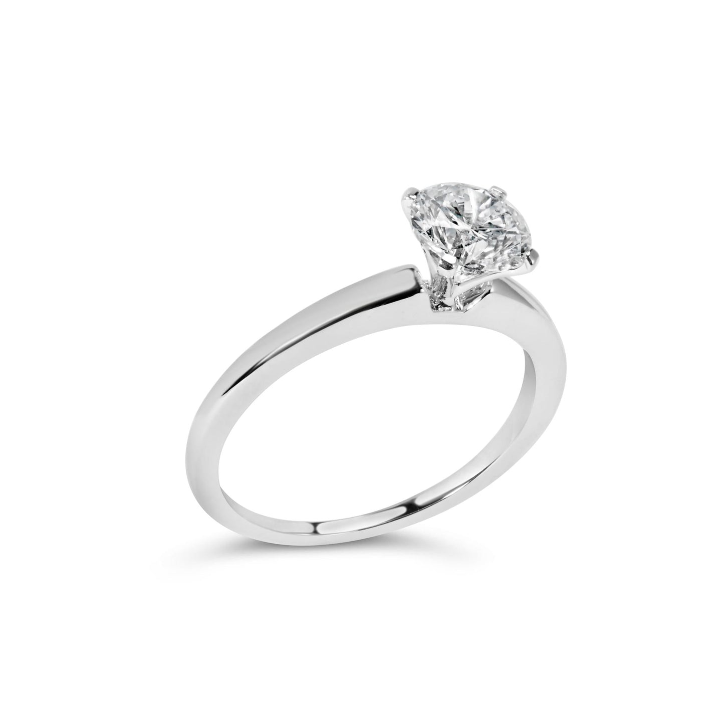 14K White Gold 1.0 Cttw Round Lab Grown Diamond 4 Prong Solitaire Engagement Ring (F-G Color, VS2-SI1 Clarity)