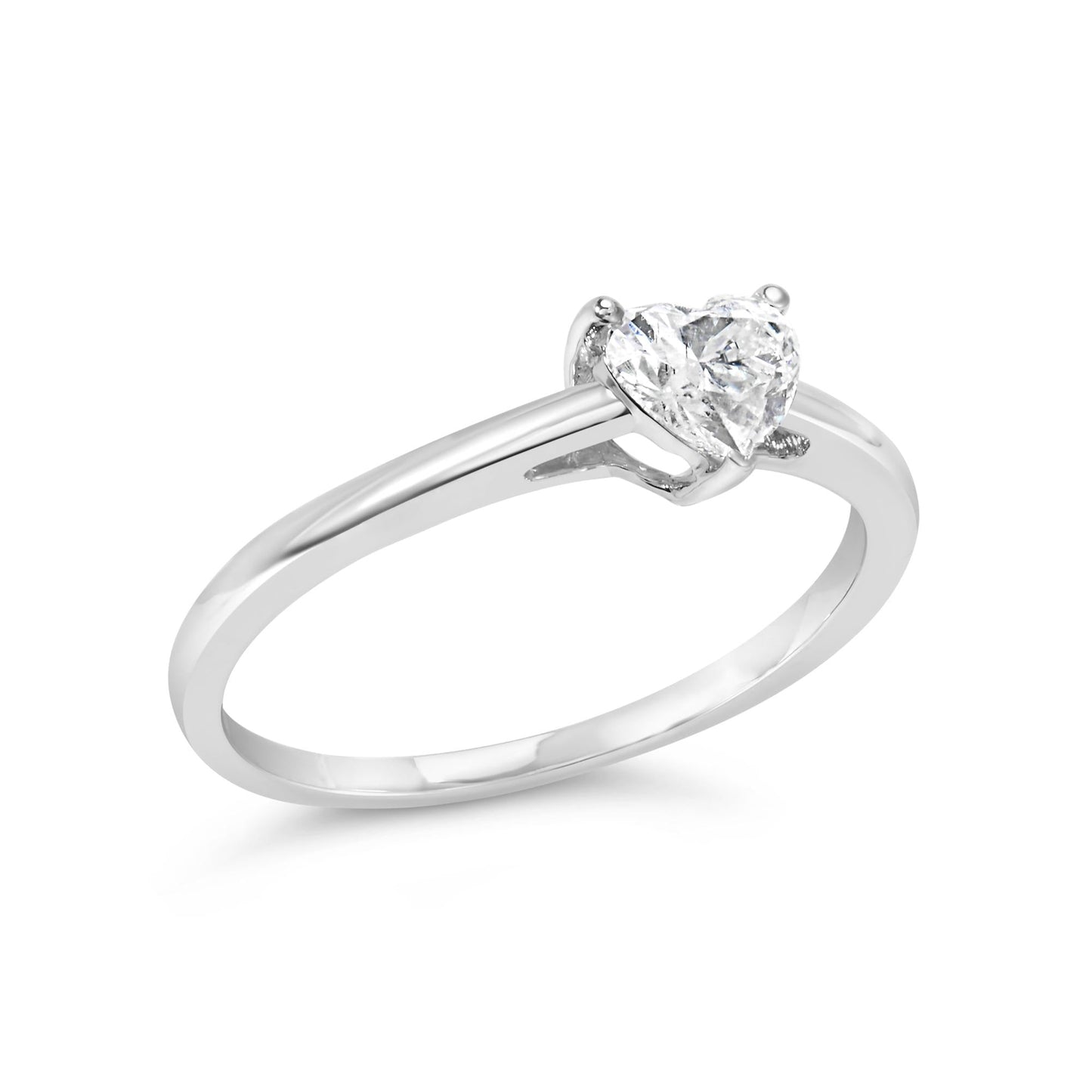 14K White Gold 1/2 Cttw Heart Cut Lab Grown Diamond Solitaire Engagement Ring (F-G Color, VS1-VS2 Clarity) - Size 7