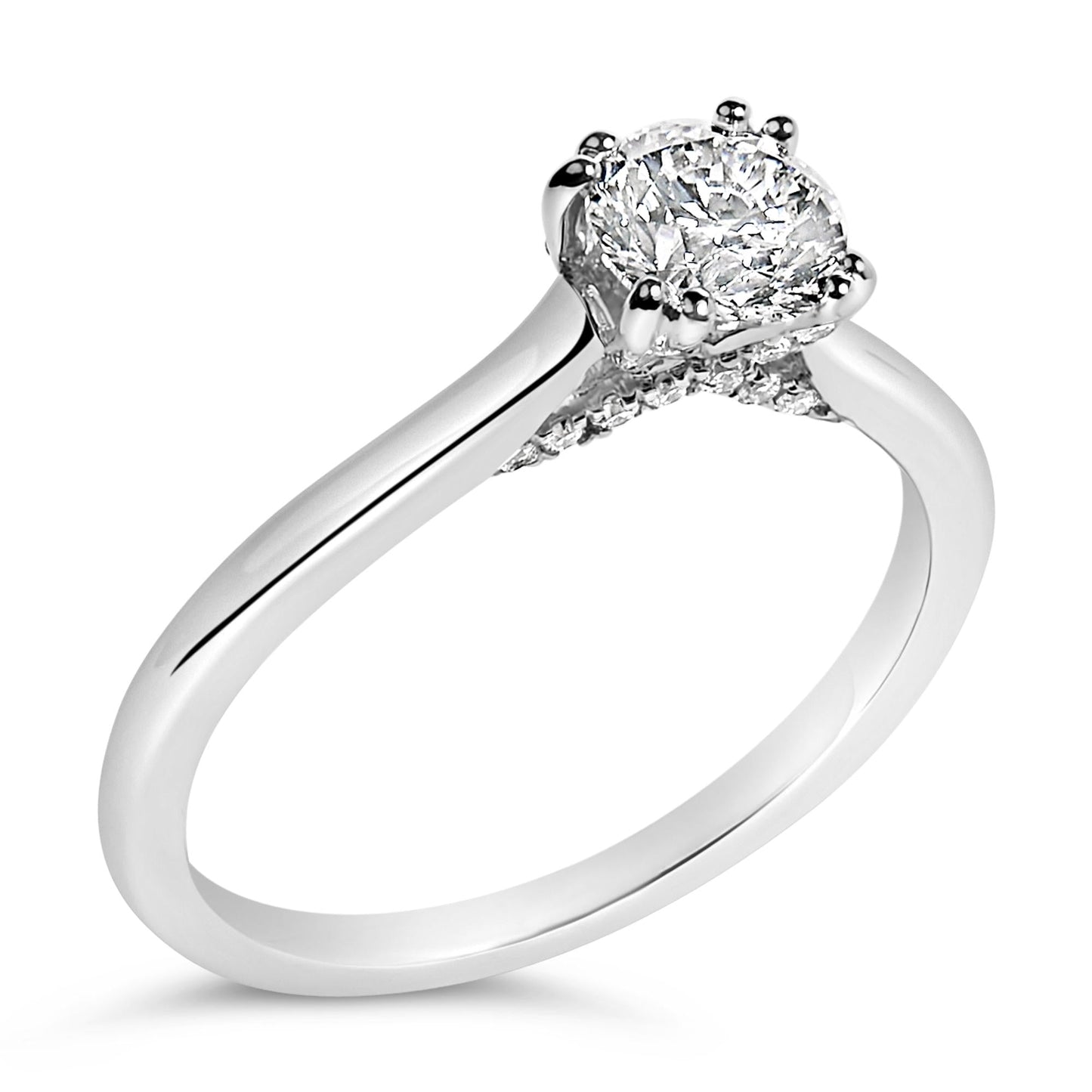 14K White Gold 7/8 Cttw Lab Grown Diamond Solitaire Cathedral Style Engagement Ring (F-G Color, VS1-VS2 Clarity)