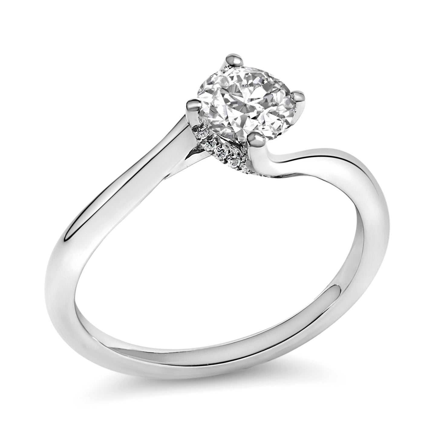 14K White Gold 4/5 Cttw Round Lab Grown Diamond Bypass Solitaire Engagement Ring (F-G Color, VS1-VS2 Clarity)