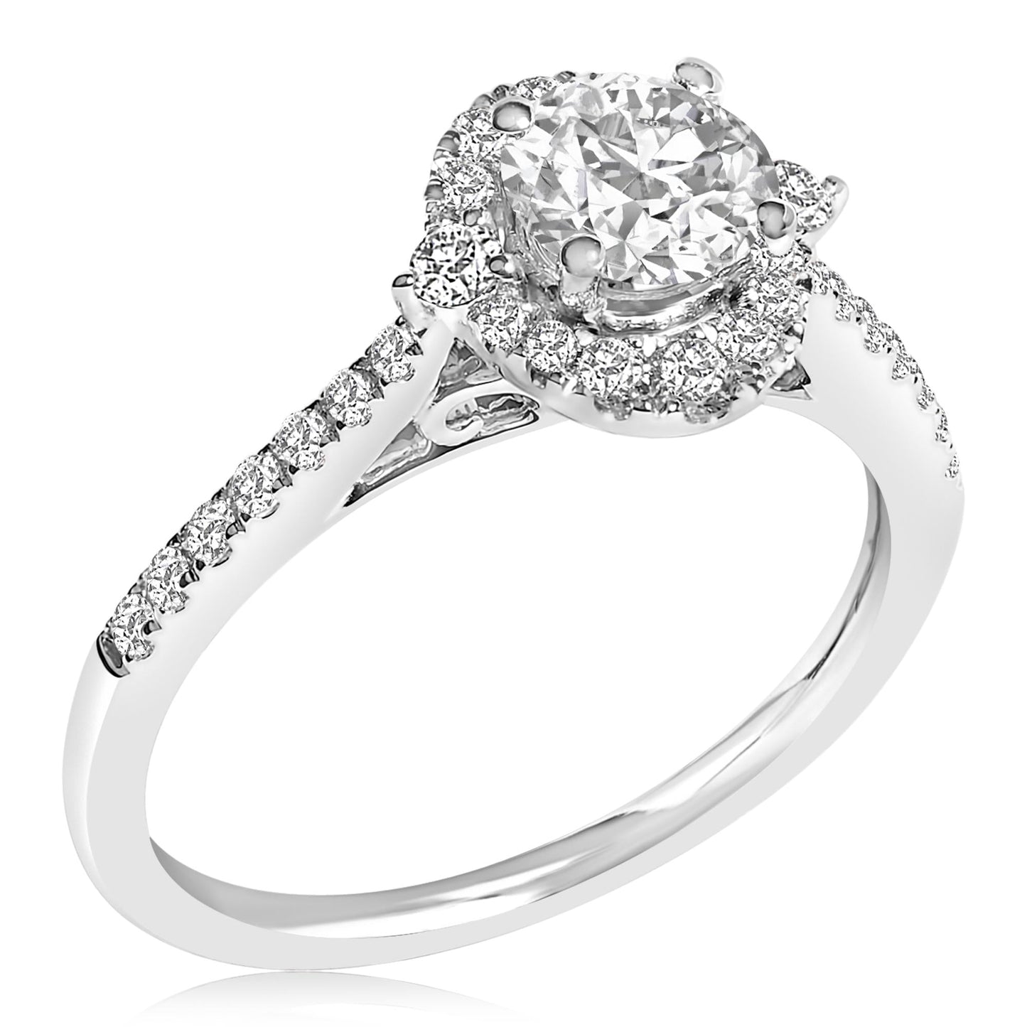 14K White Gold 1.00 Cttw Lab-Grown Diamond Oval Shaped Halo Engagement Ring (F-G Color, VS1-VS2 Clarity)