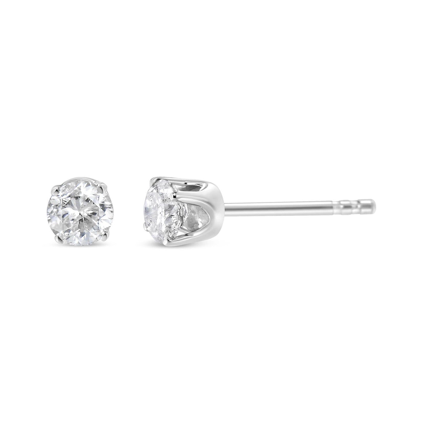 IGI Certified 1.00 Cttw Round Brilliant-Cut Diamond 14K White Gold Classic 4-Prong Solitaire Stud Earrings (J-K Color, I1-I2 Clarity)