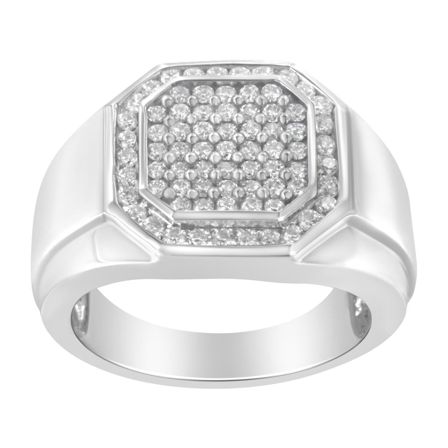 Men's 14KT White Gold Diamond Cocktail Ring (1 cttw, H-I Color, SI2-I1 Clarity)