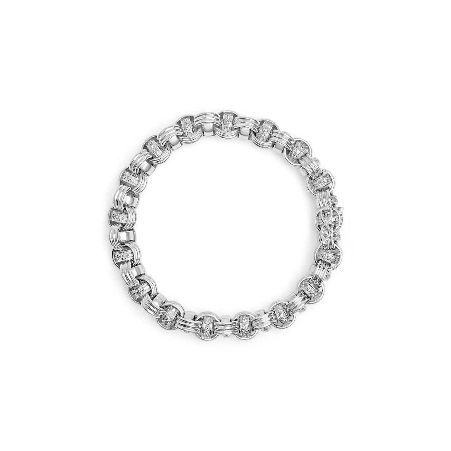 14K White Gold 1/2 Cttw Diamond Knotted Byzantine Link Bracelet (H-I Color, I2-I3 Clarity) - 7" Inches