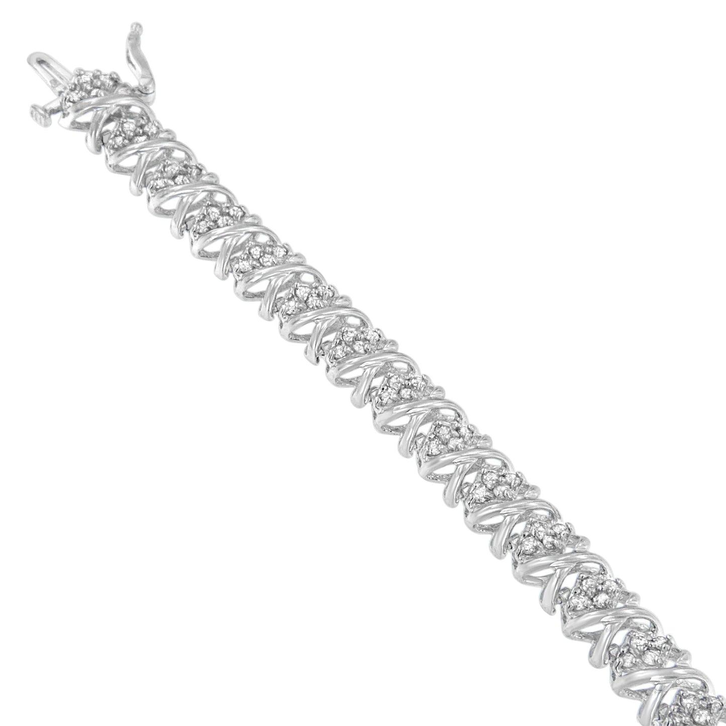 14K White Gold Round Cut Diamond Cluster Bracelet (2.00 cttw, J-K Color, I2-I3 Clarity)