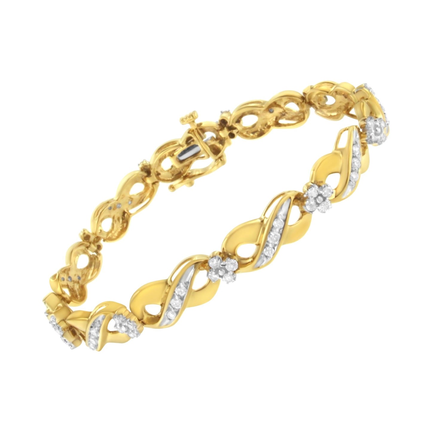 10K Yellow Gold Round-Cut Diamond Infinite Love Bracelet (1.00 cttw, I-J Color, I2-I3 Clarity)