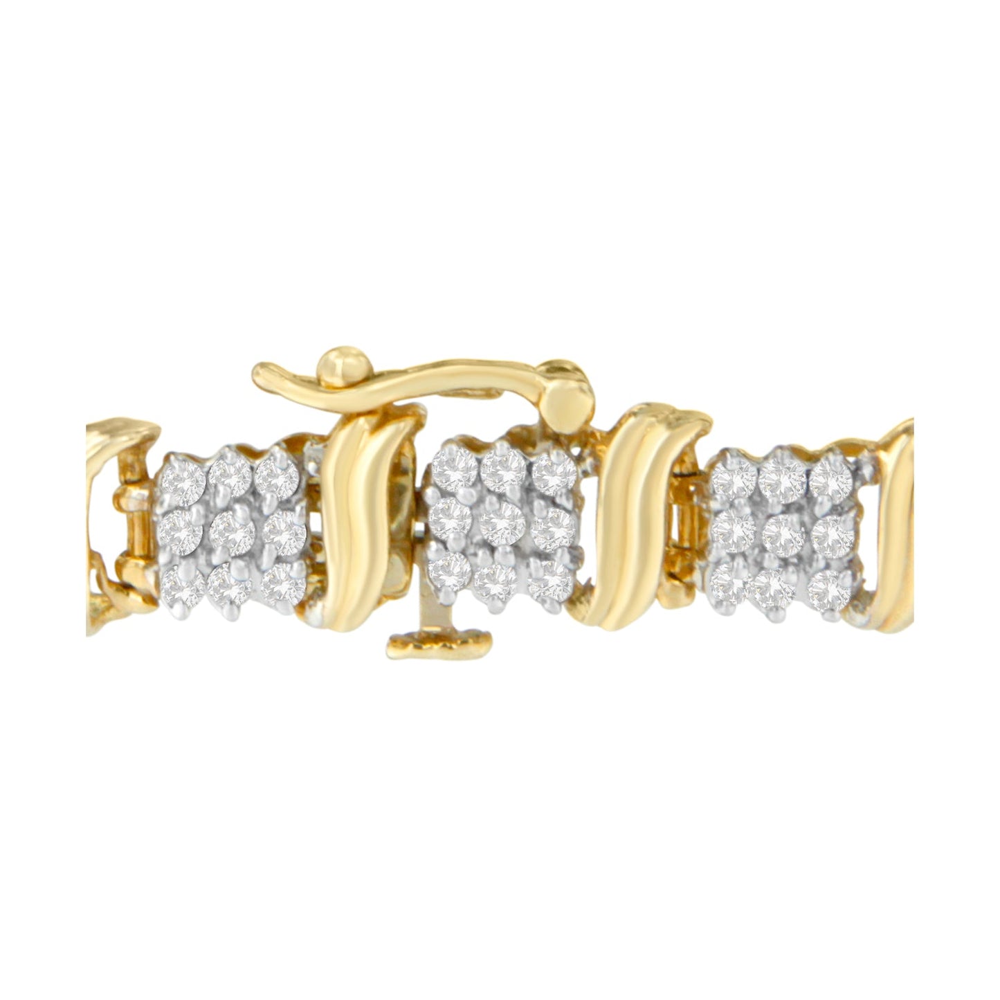 10K Yellow Gold Round-Cut Diamond Cluster Bracelet (2.00 cttw, J-K Color, I2-I3 Clarity)