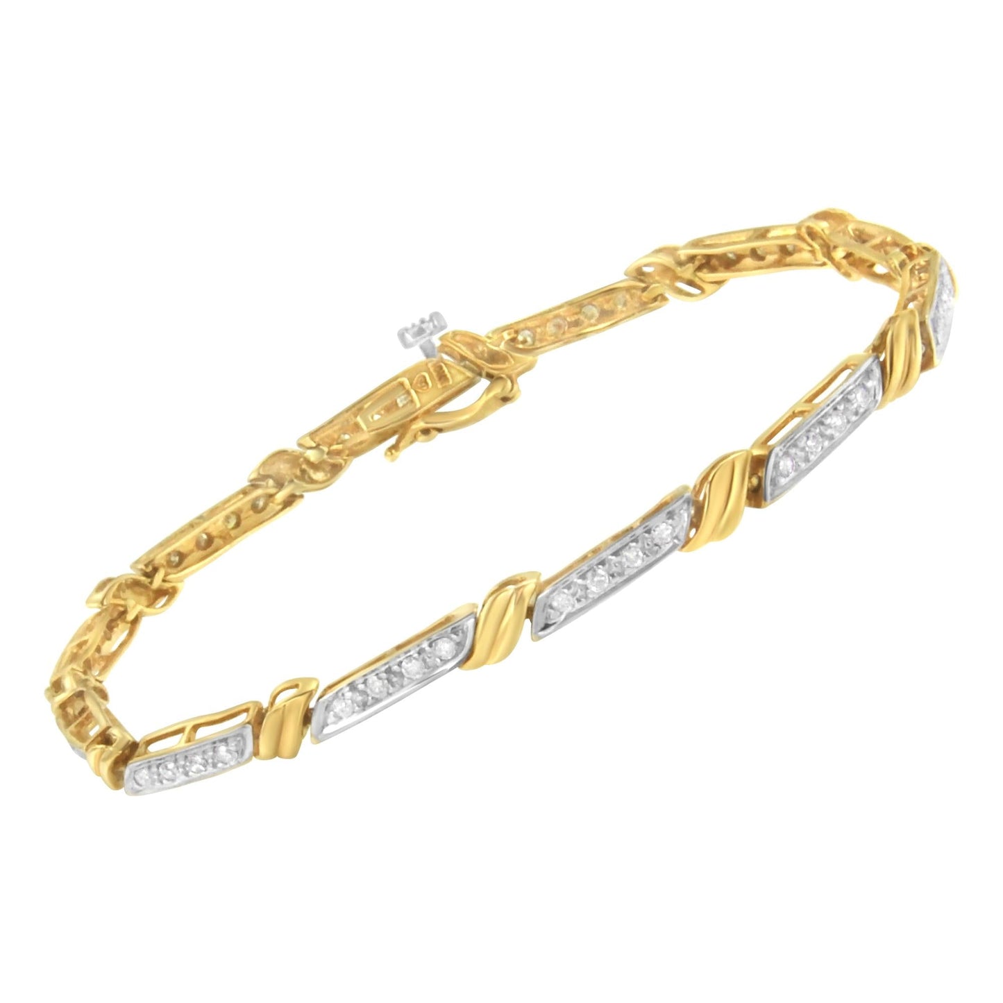 10K Yellow Gold Diamond Link Bracelet (1/2 cttw, I-J Color, I2-I3 Clarity)