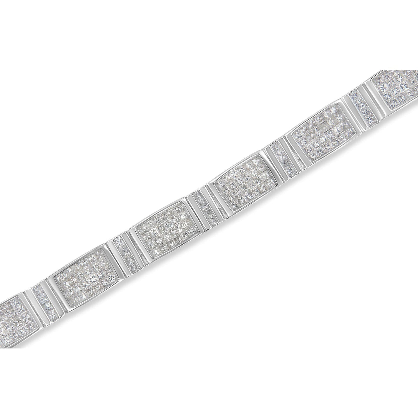 14K White Gold 7.0 Cttw Princess Cut Diamond 7" Alternating Vertical and Horizontal Rectangular Link Tennis Bracelet (H-I Color, SI2-I1 Clarity)