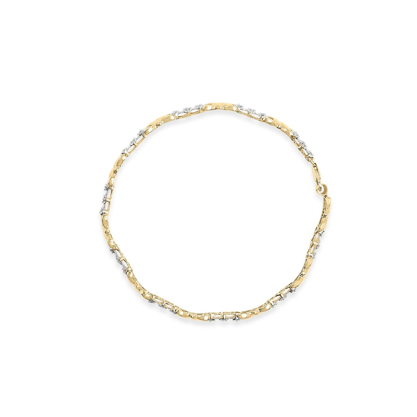 10k Yellow Gold 1/3 Cttw Diamond 3 Stone and X-Link Bracelet (I-J Color, I1-I2 Clarity) - 7.50" Inches