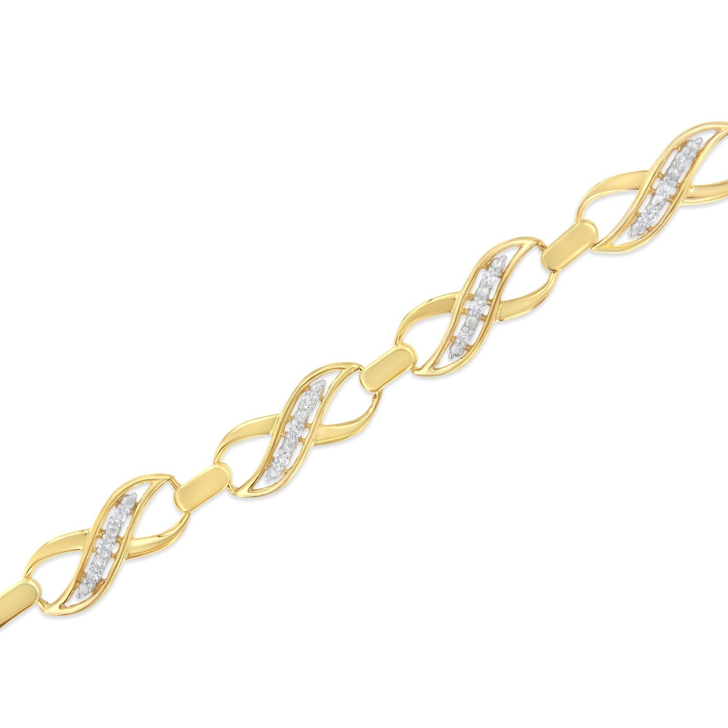 10K Yellow Gold Round-Cut Infinite Love Diamond Bracelet (0.25 cttw, I-J Color, I2-I3 Clarity)