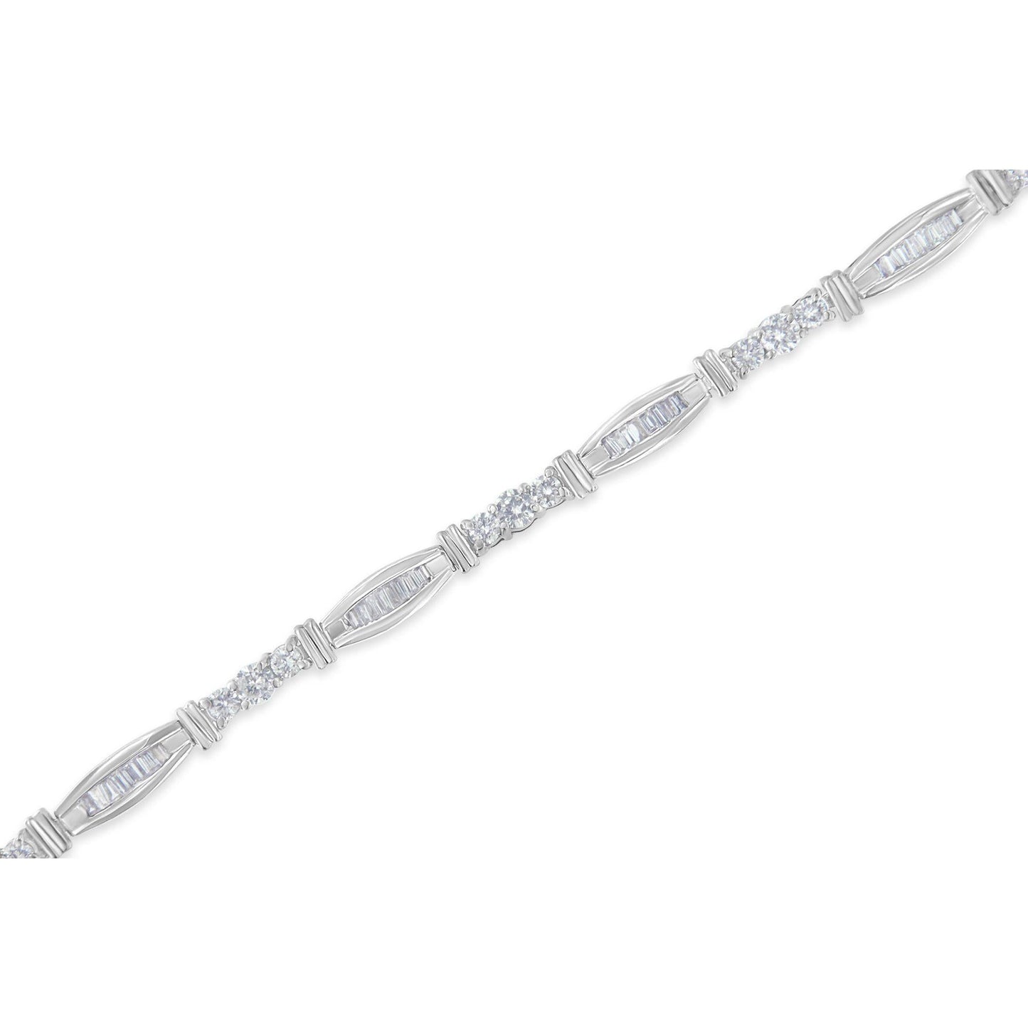 14k White Gold Geometric Pattern Diamond Tennis Bracelet (3 cttw, H-I Color, SI2-I1 Clarity)