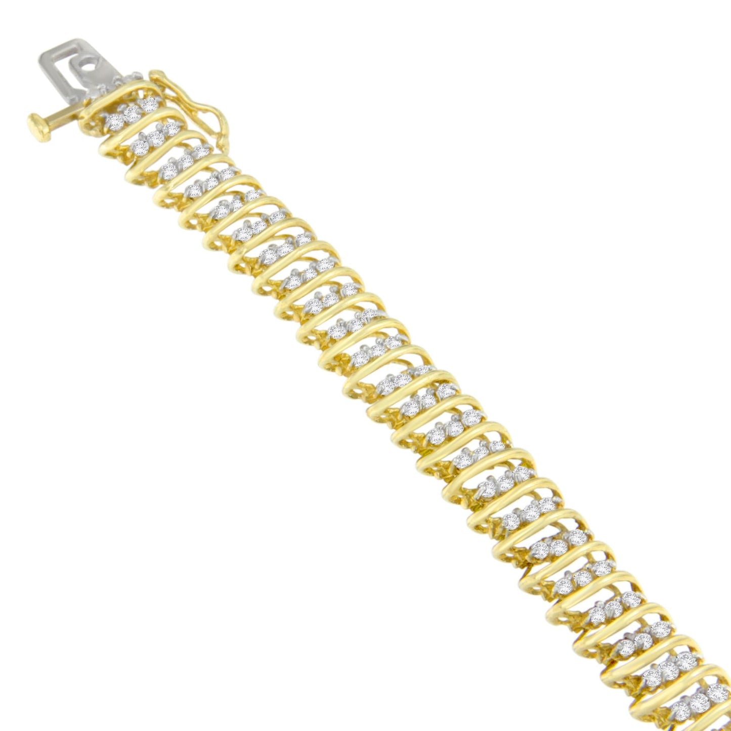 10K Yellow Gold Round Cut Diamond Wrap Bracelet (2.00 cttw, I-J Color, I2-I3 Clarity)