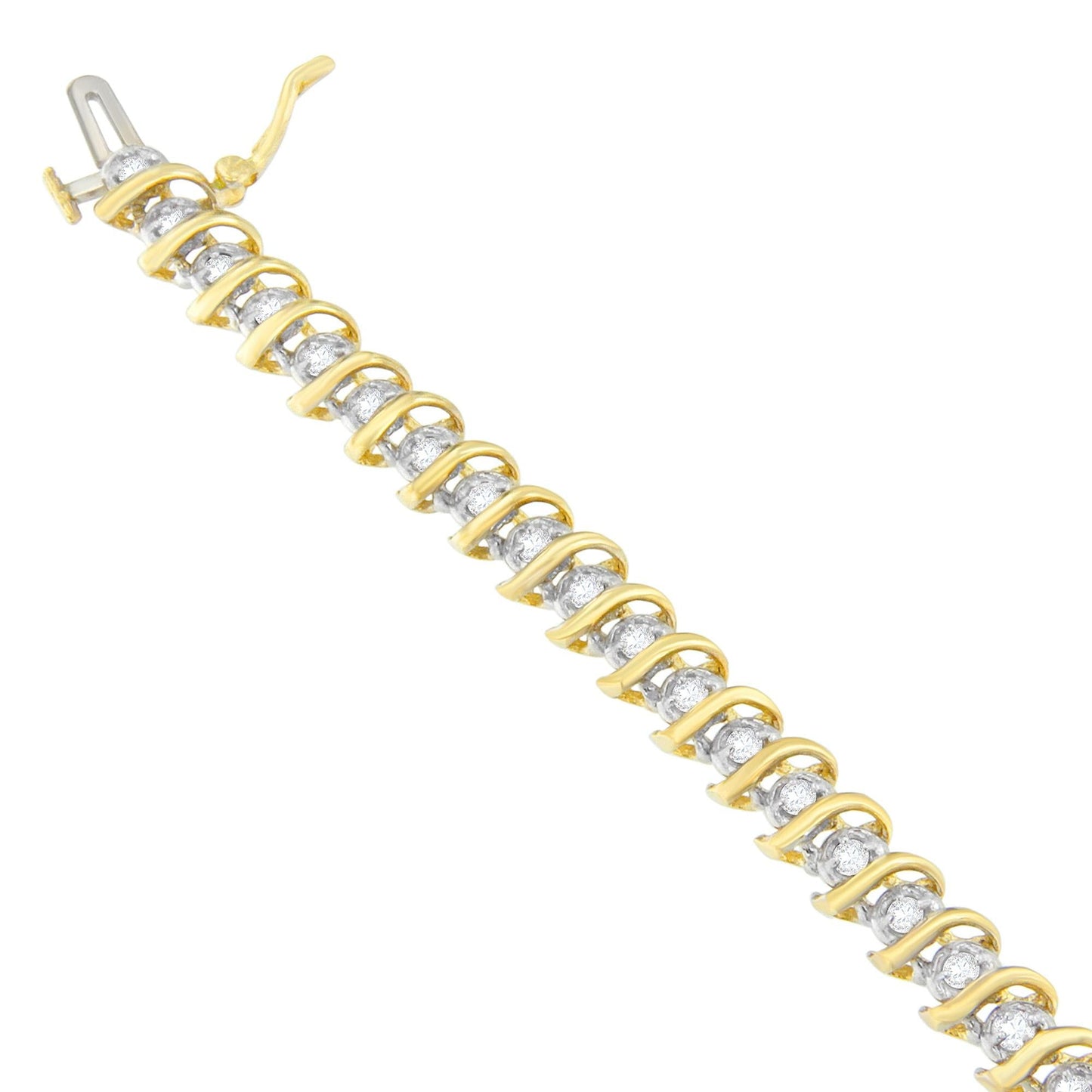 10K Yellow Gold Round Cut Diamond Spiral Bracelet (1.00 cttw, J-K Color, I2-I3 Clarity)