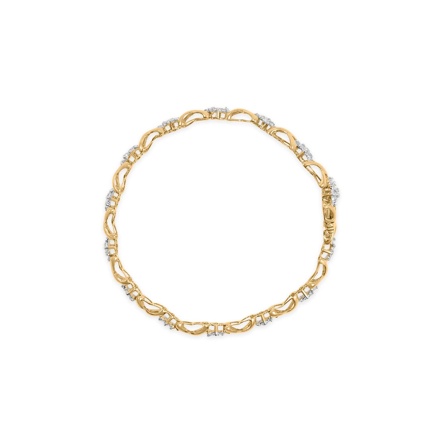 10k Yellow Gold Plated .925 Sterling Silver 2.00 Cttw Round-Cut Diamond Link 7" Bracelet (H-I Color, I2-I3 Clarity)