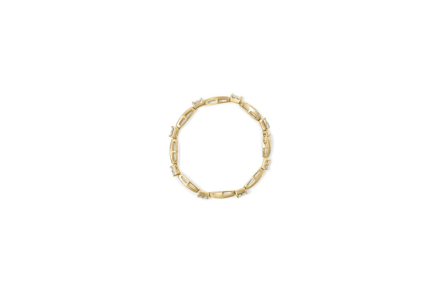 14K Yellow Gold Princess and Baguette Cut Diamond Beaded Bracelet (3.00 cttw, H-I Color, SI1-SI2 Clarity)