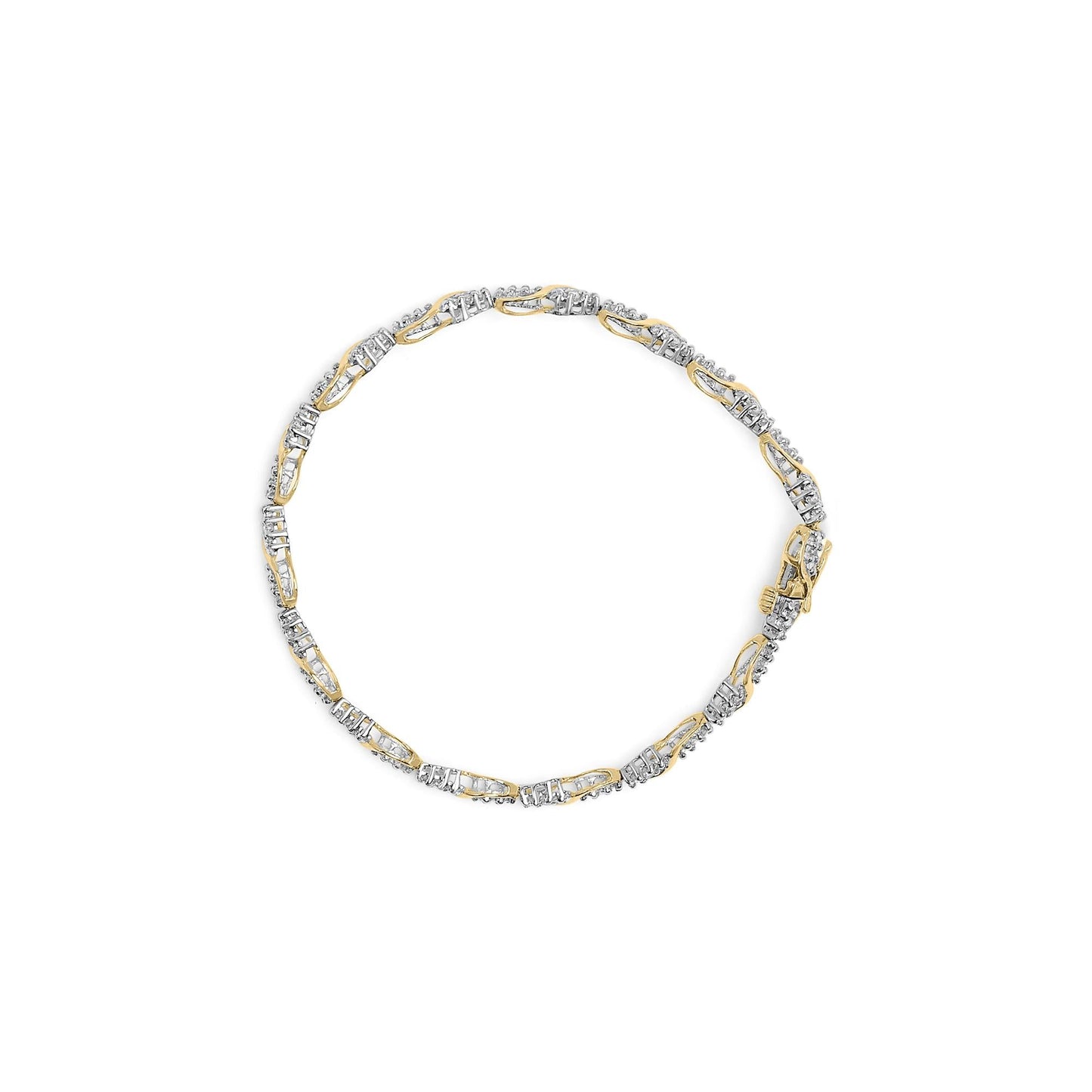 10k Two-Tone Gold 1/2 Cttw Diamond Spiral Over Link Bracelet (I-J Color, I2-I3 Clarity) 7" Inches