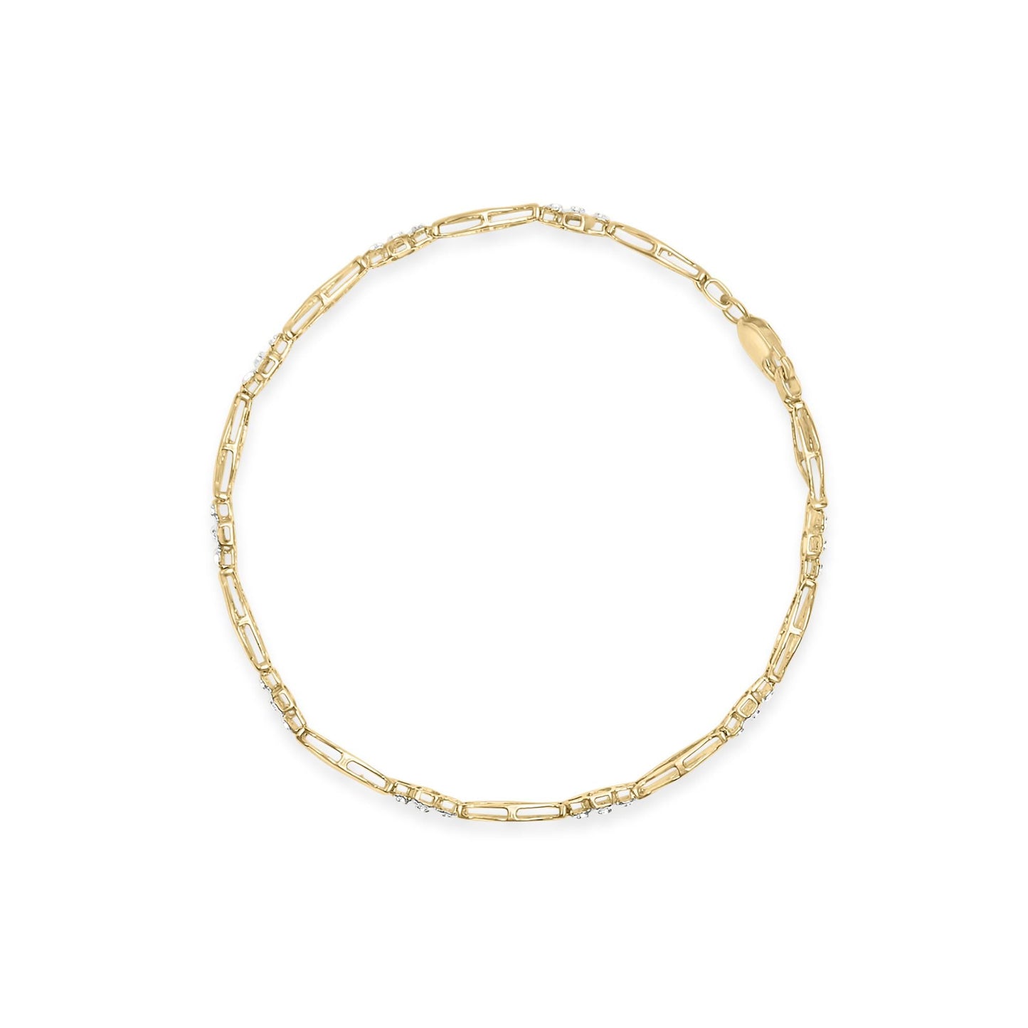 10K Yellow Gold Round Cut Diamond Open Link Bracelet (0.06 cttw, I-J Color, I2-I3 Clarity)