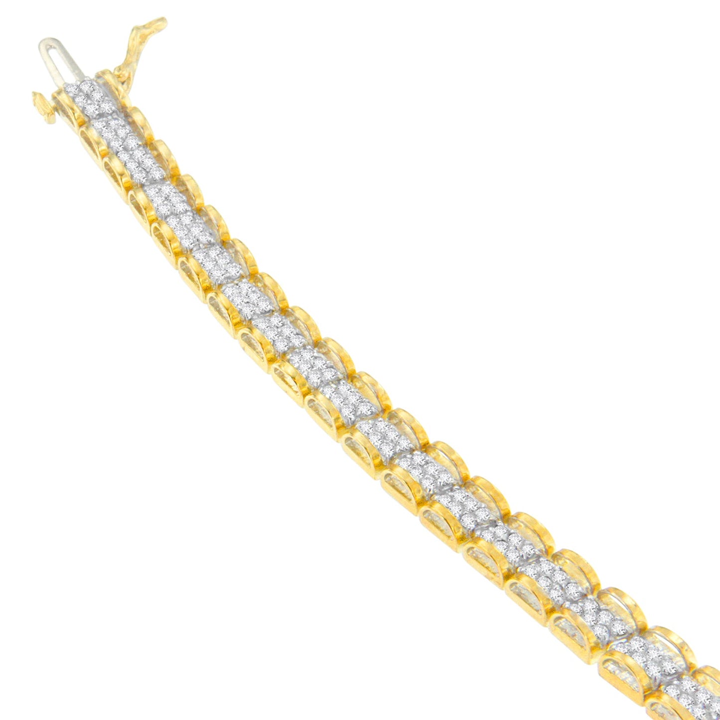 10K Yellow Gold Round Cut Diamond Diagonal Link Bracelet (2.00 cttw, I-J Color, I3 Clarity)