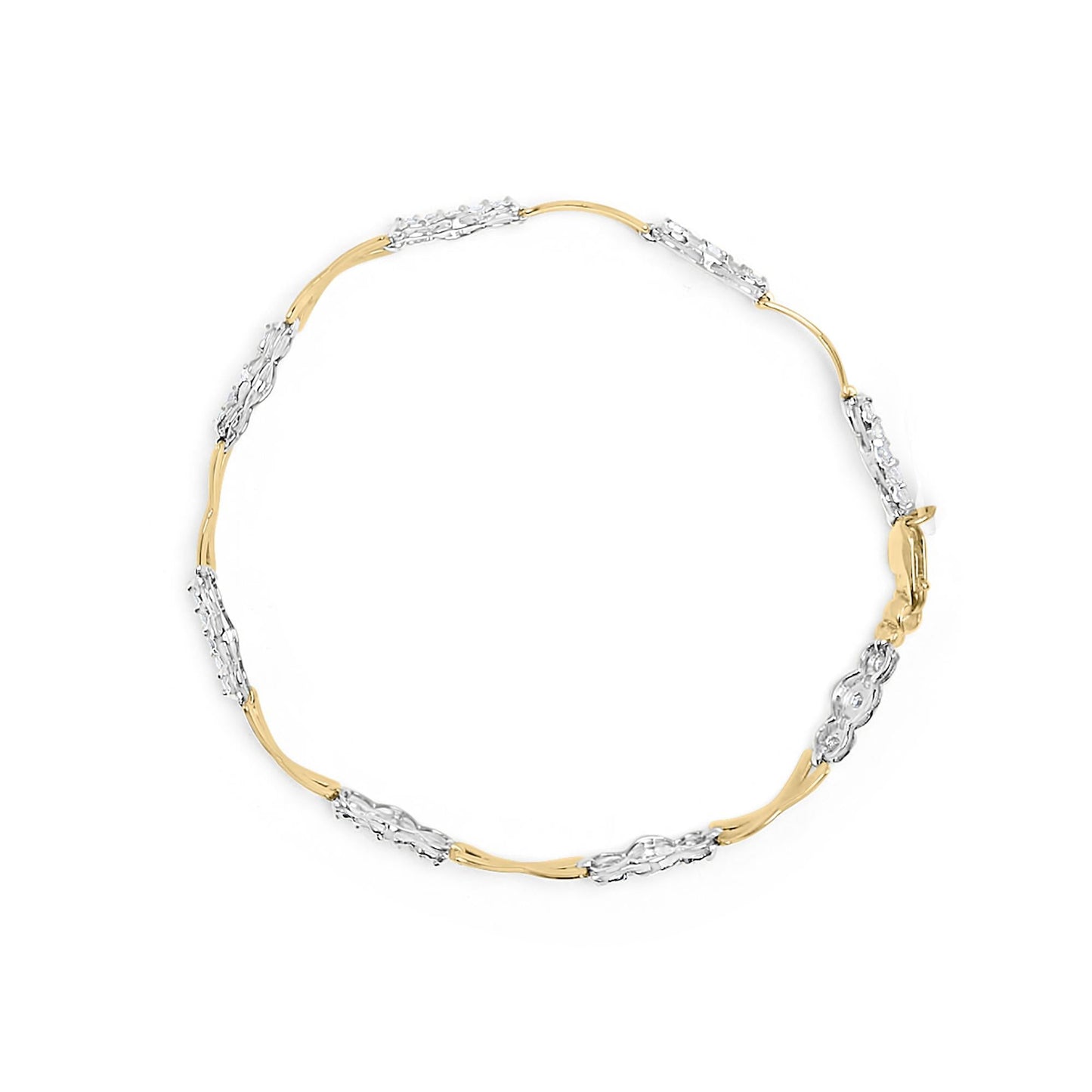 10K Yellow Gold Round-Cut Diamond XOXO Bracelet (1.00 cttw, H-I Color, I3 Clarity)