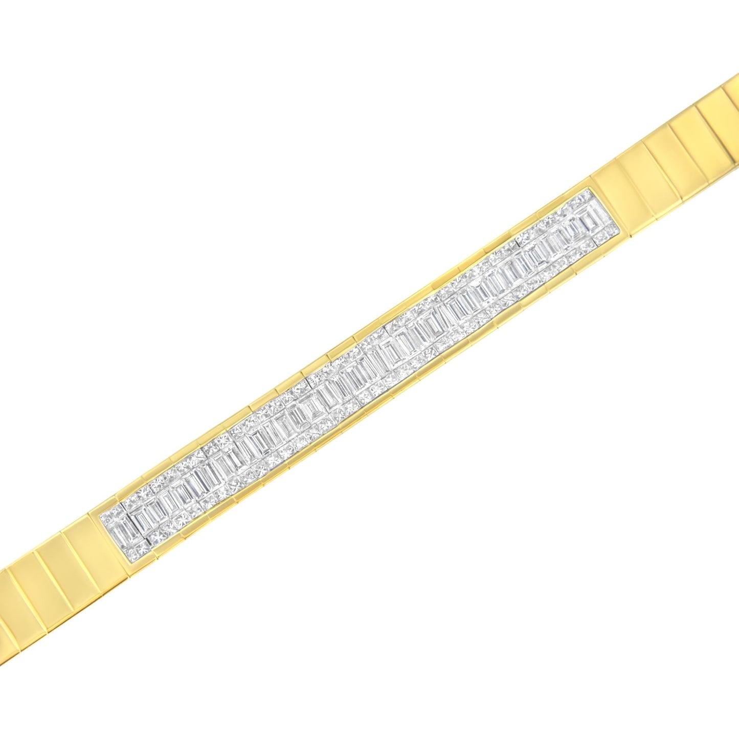 14K Yellow Gold 2 3/8 Cttw Princess and Baguette-Cut Diamond Tennis Bracelet (I-J Color, SI1-SI2 Clarity) - Size 7.25