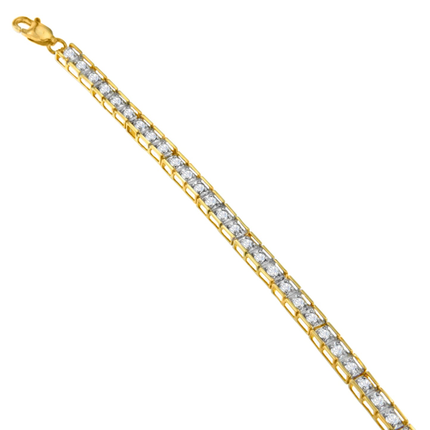 14K Yellow Gold Round-Cut Diamond Square Link Bracelet (1.00 cttw, H-I Color, I2-I3 Clarity)