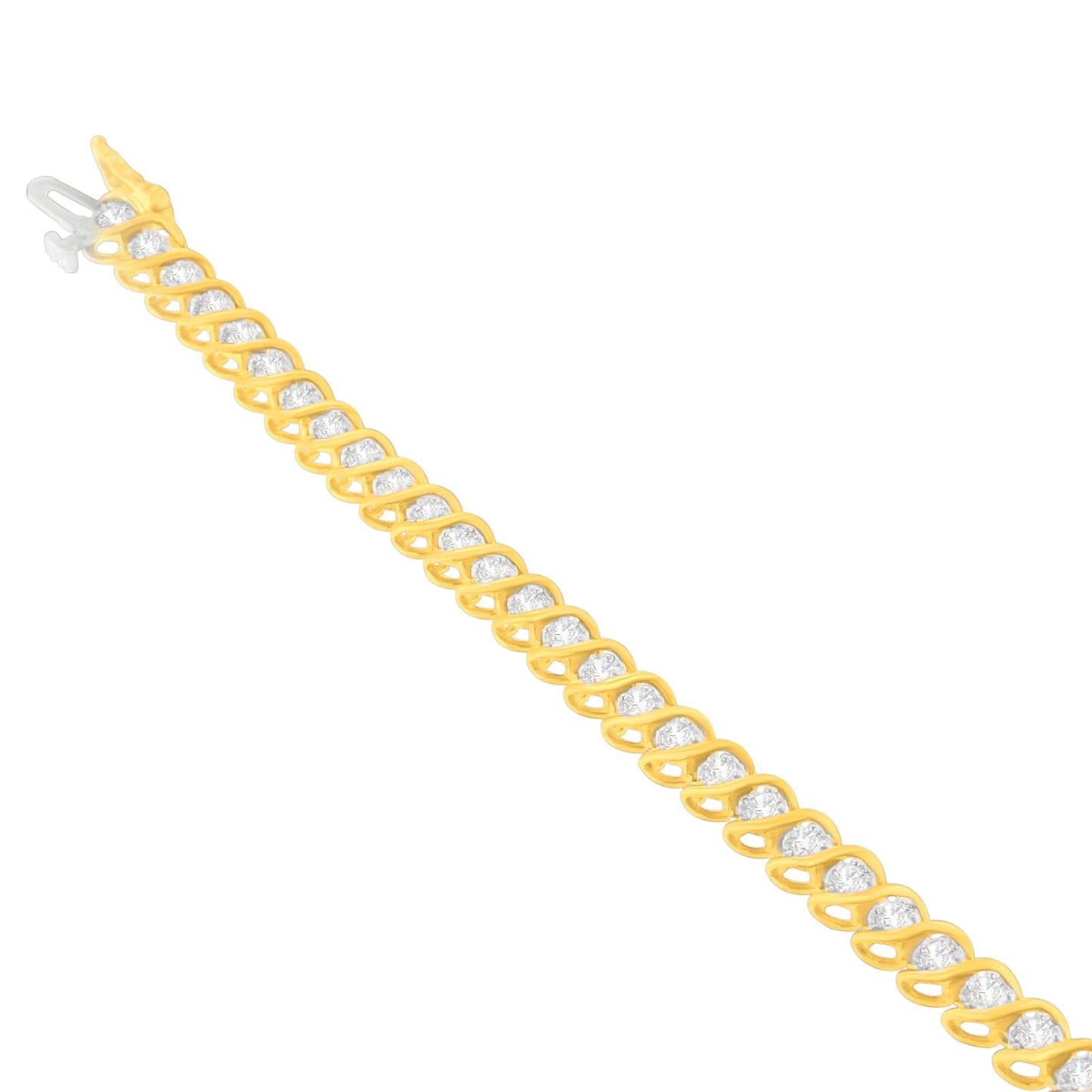 10K Yellow Gold Round Cut Diamond Spiral Bracelet (2.00 cttw, J-K Color, I2-I3 Clarity)