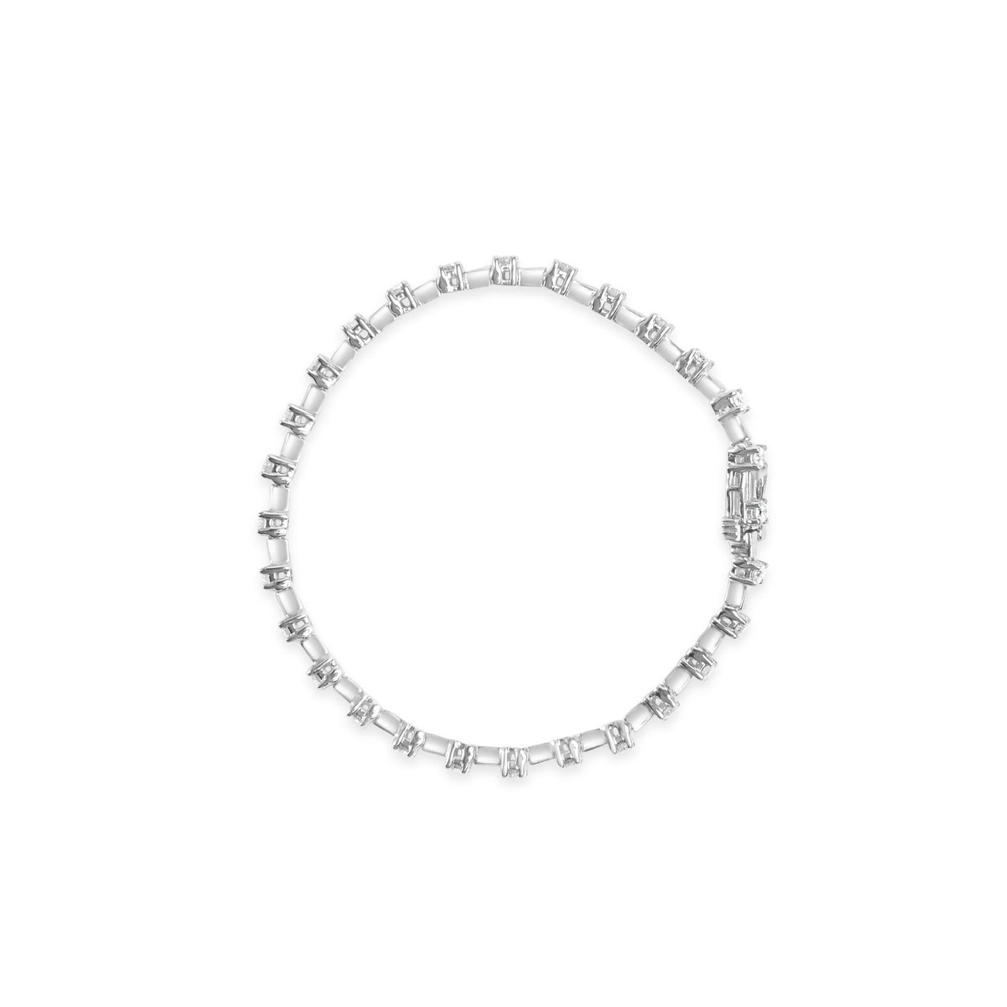 14K White Gold 2.00 Cttw Diamond Bar and Link Tennis Bracelet (H-I Color, SI1-SI2 Clarity) - 7"