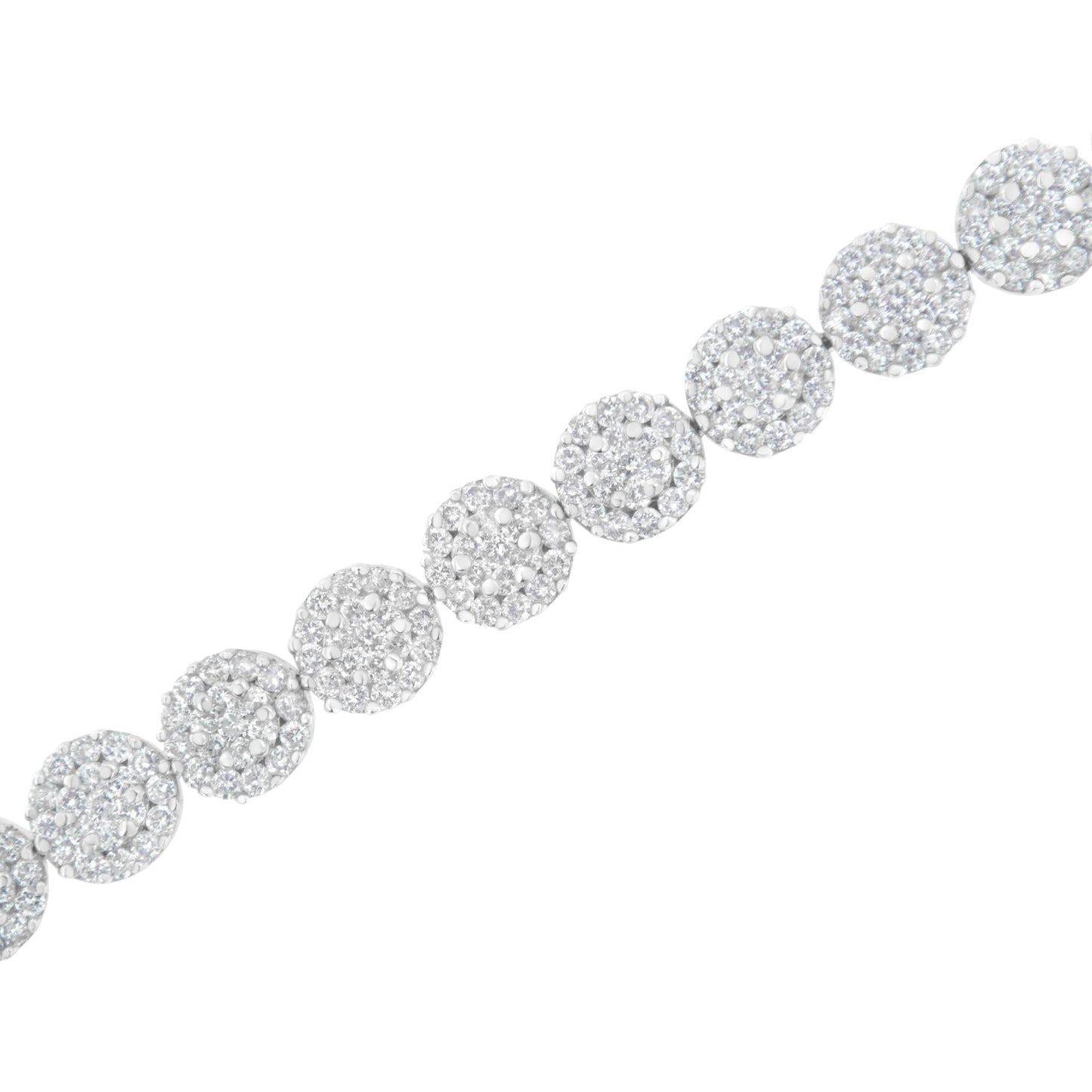 14K White Gold 3-3/4 Cttw Round-Brilliant Cut Diamond 7-1/4" Round Cluster Links Tennis Bracelet (I-J Color, SI2-I1 Clarity)