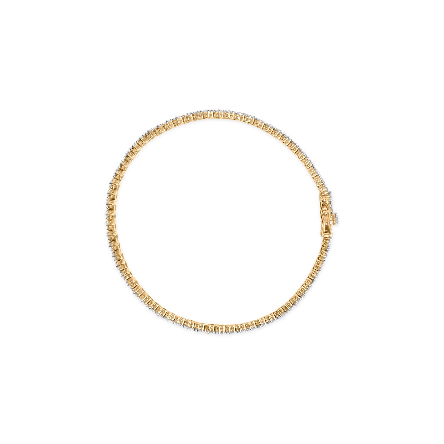 14K Yellow Gold 4.00 Cttw Diamond Trio Cluster Link Bracelet (H-I Color, I1-I2 Clarity) - 7"